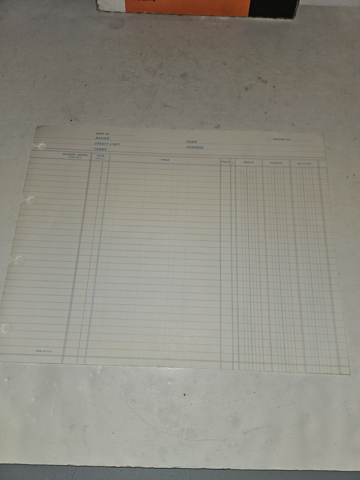 Wilson Jones Balance Ledger Sheets 9 1/4 x 11 7/8 N2D 4 Hole Punched 100 Sheets