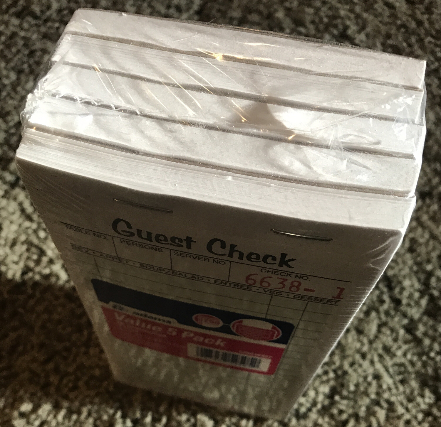 Adams Guest Check Pads, 5 Pack, Perforated, White, 3-2/5″ X 6-3/4″, 525SWMT