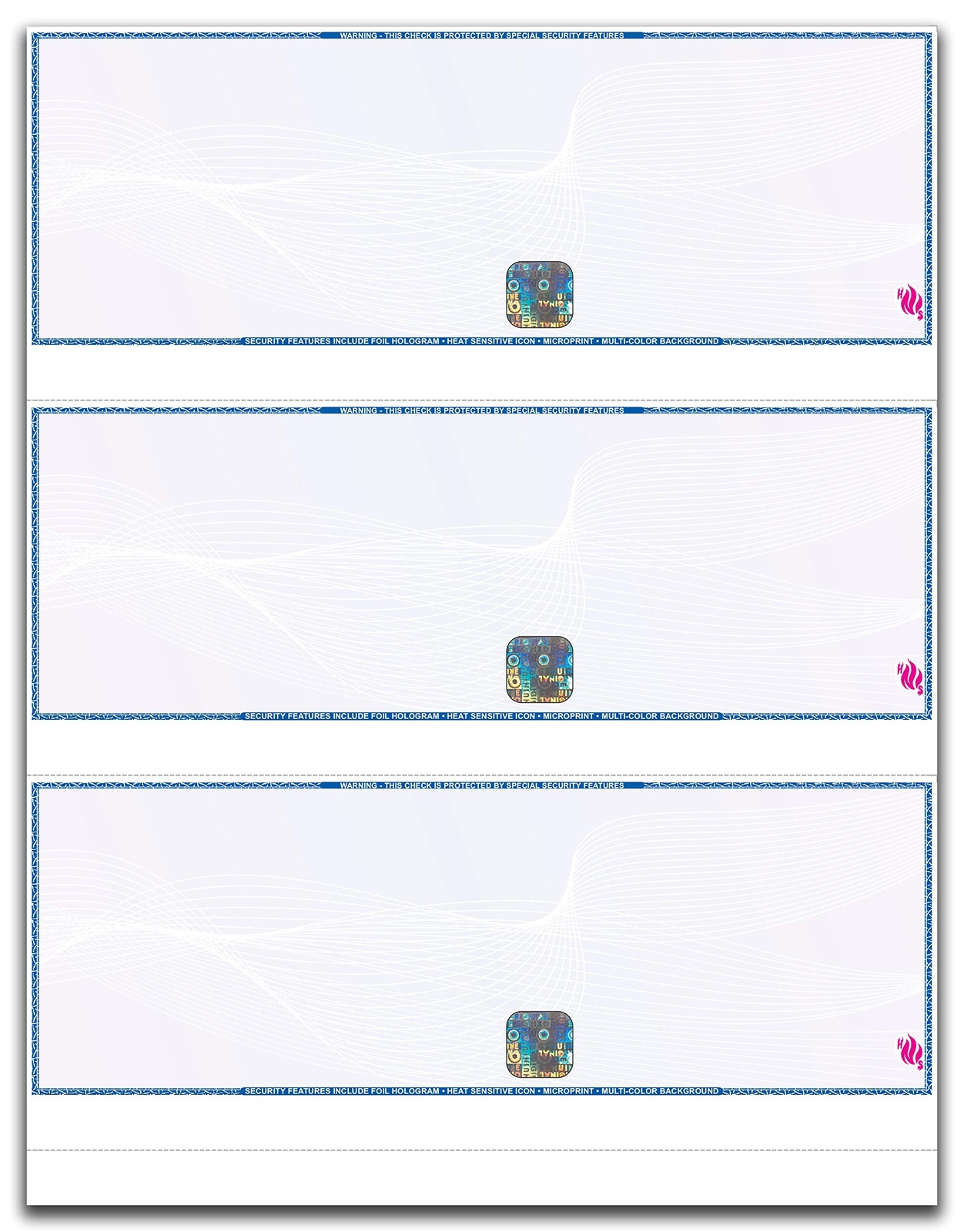3 Checks Per Page Hologram High Security Laser Check Stock | 150 Sheets/450 C…