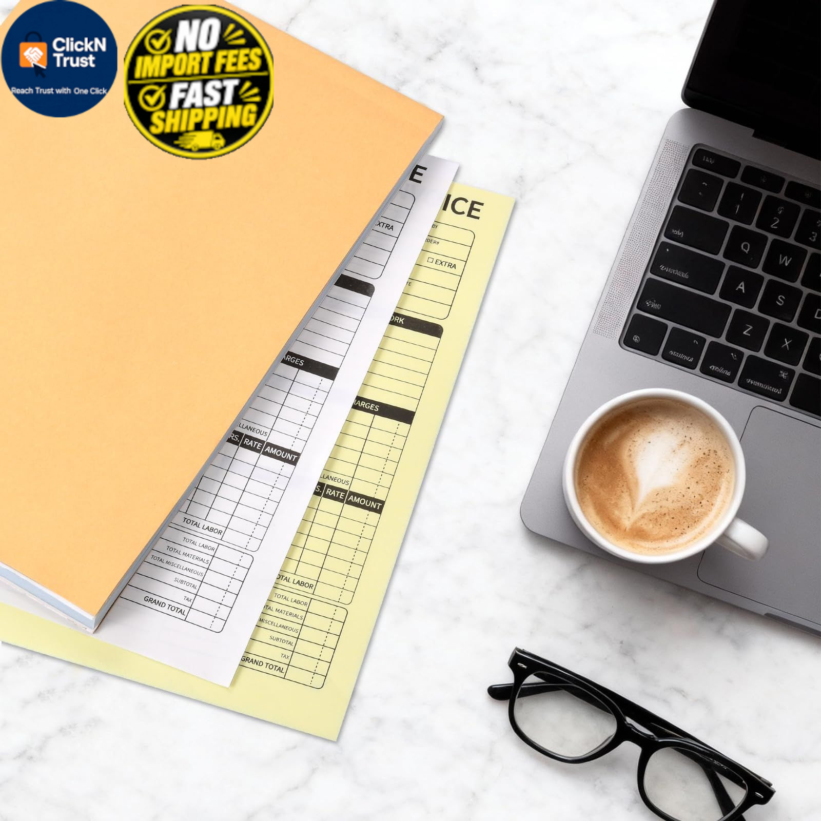 Carbonless Work Order Forms & 7.5 x 11 Inches Invoice Book, 50 x 11 inch