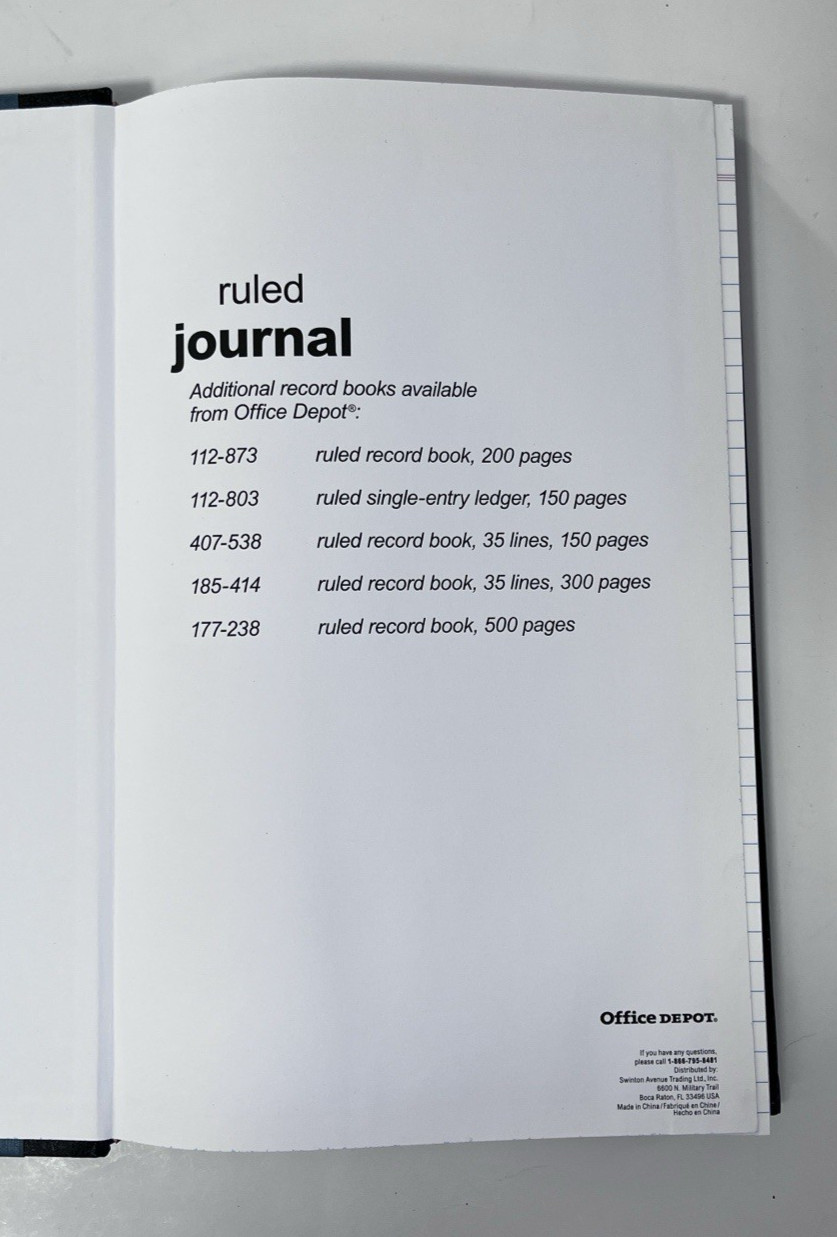 Ruled Journal Hardbound Accounting Ledger Book 300 pgs CLEAN Office Depot 2006