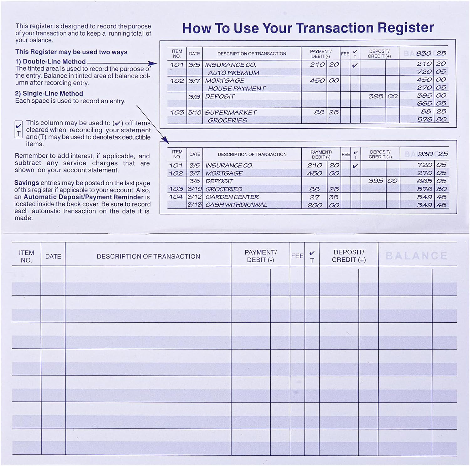 24 Pack Checkbook Registers Personal Finance Ledger Book