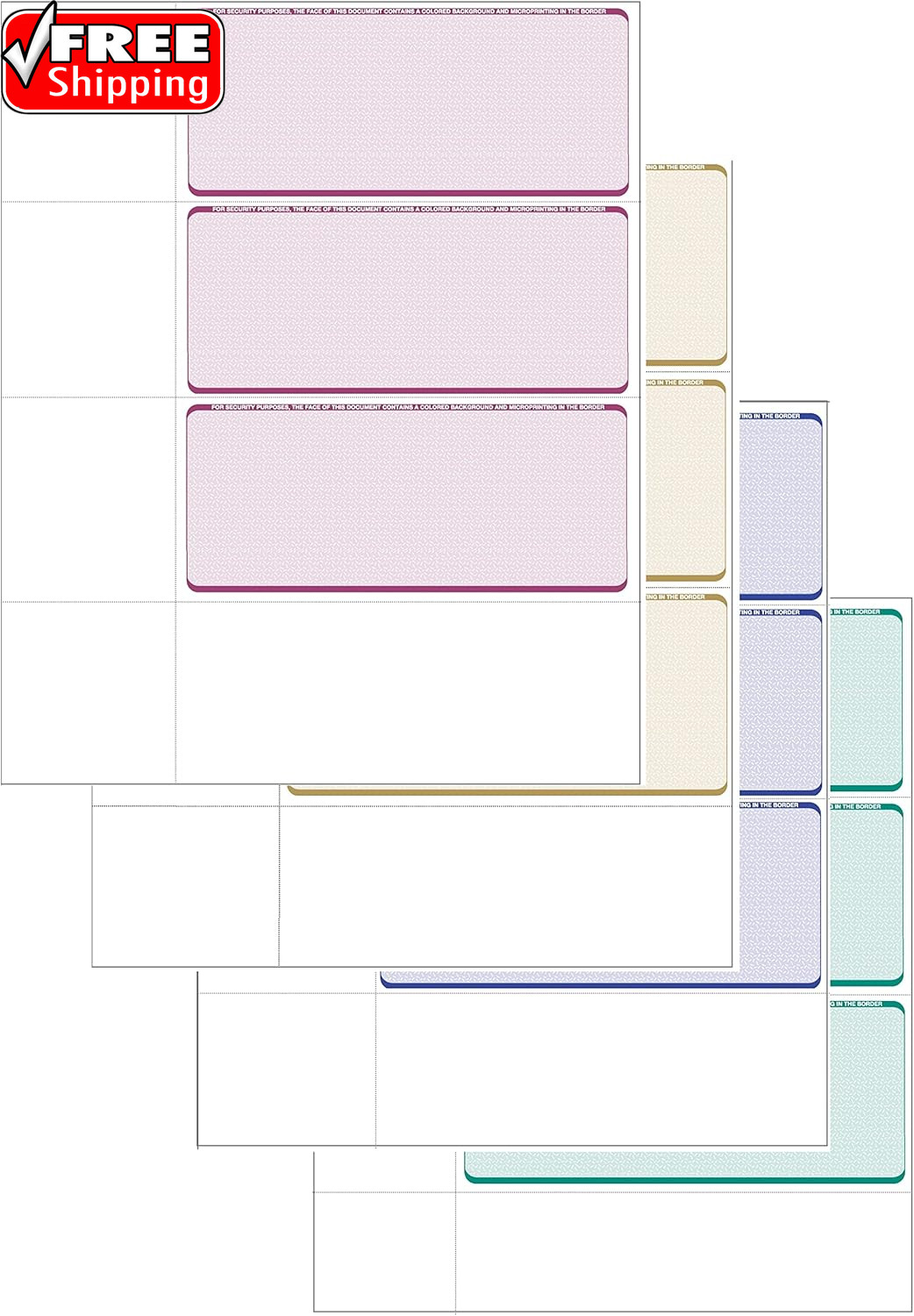 Computer Check Paper – Blank Personal Wallet Checks 3 on a Page – Compatible wit