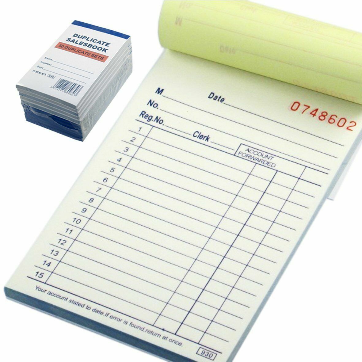 10 Pack – Sales Receipt Book Order Invoice Carbonless Copy 50 Sets