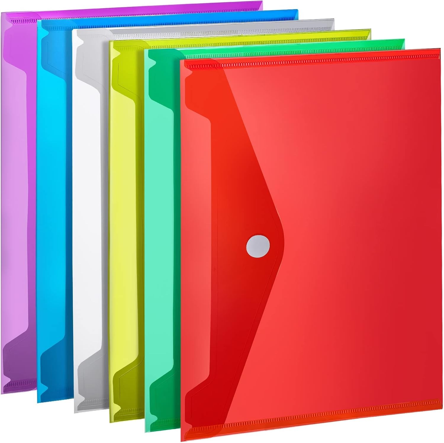 LEOBRO Plastic File Folders for Documents, 6 PCS Envelopes, Rainbow