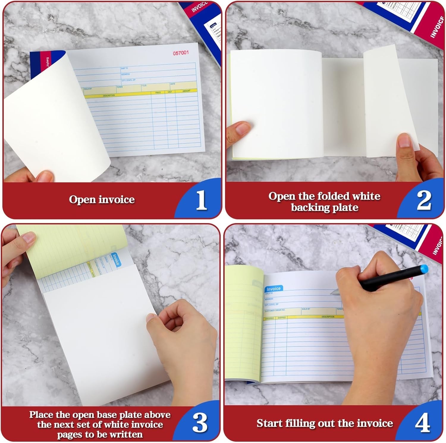 Professional 2-Part Carbonless Receipt Book | 50 Sets x 4 Packs | Small Business
