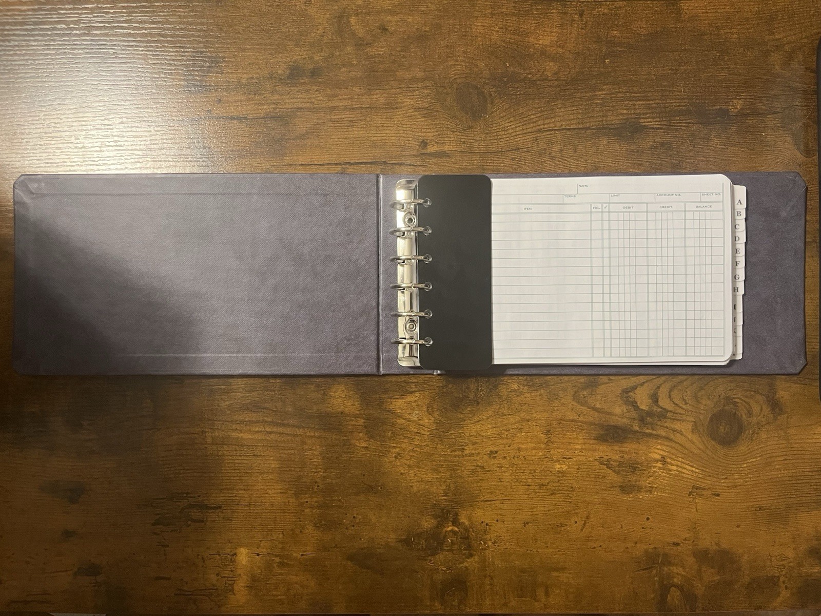 200 Page Ledger Book with Alphabetical Tabs, Ring Binder, and Accounting Sheets