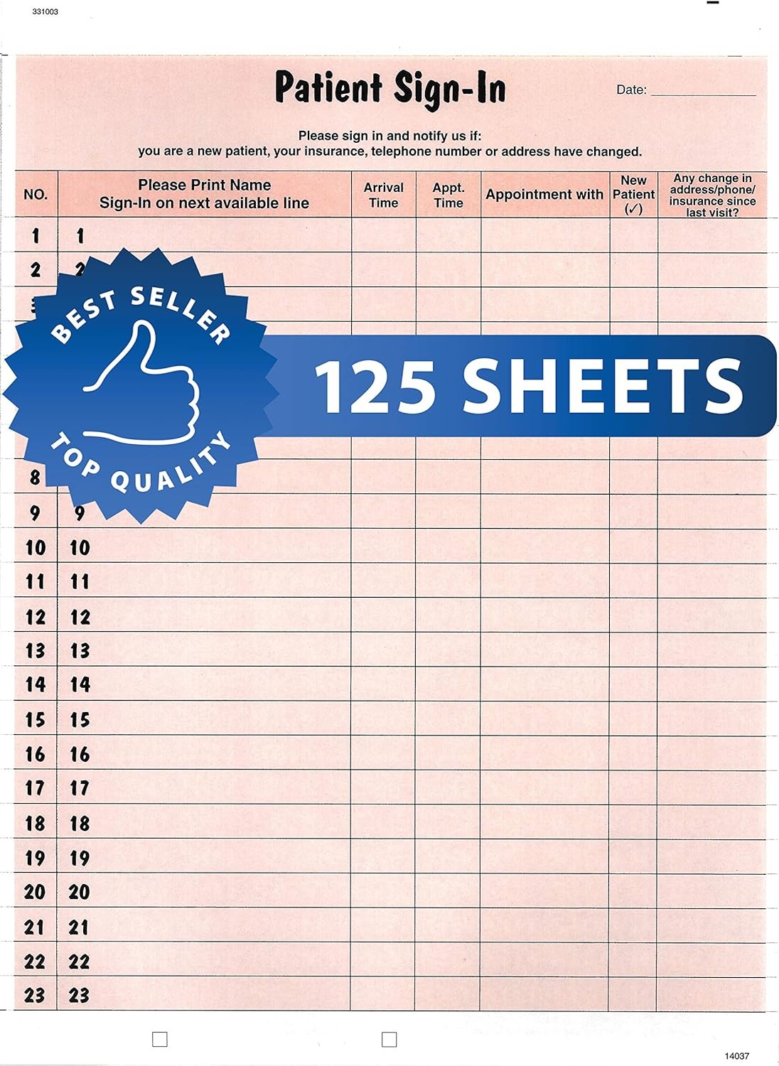 Tabbies Patient Sign-In Label Forms, 8-1/2″ x 11″ Form, Salmon, 23 Labels/Sheet,