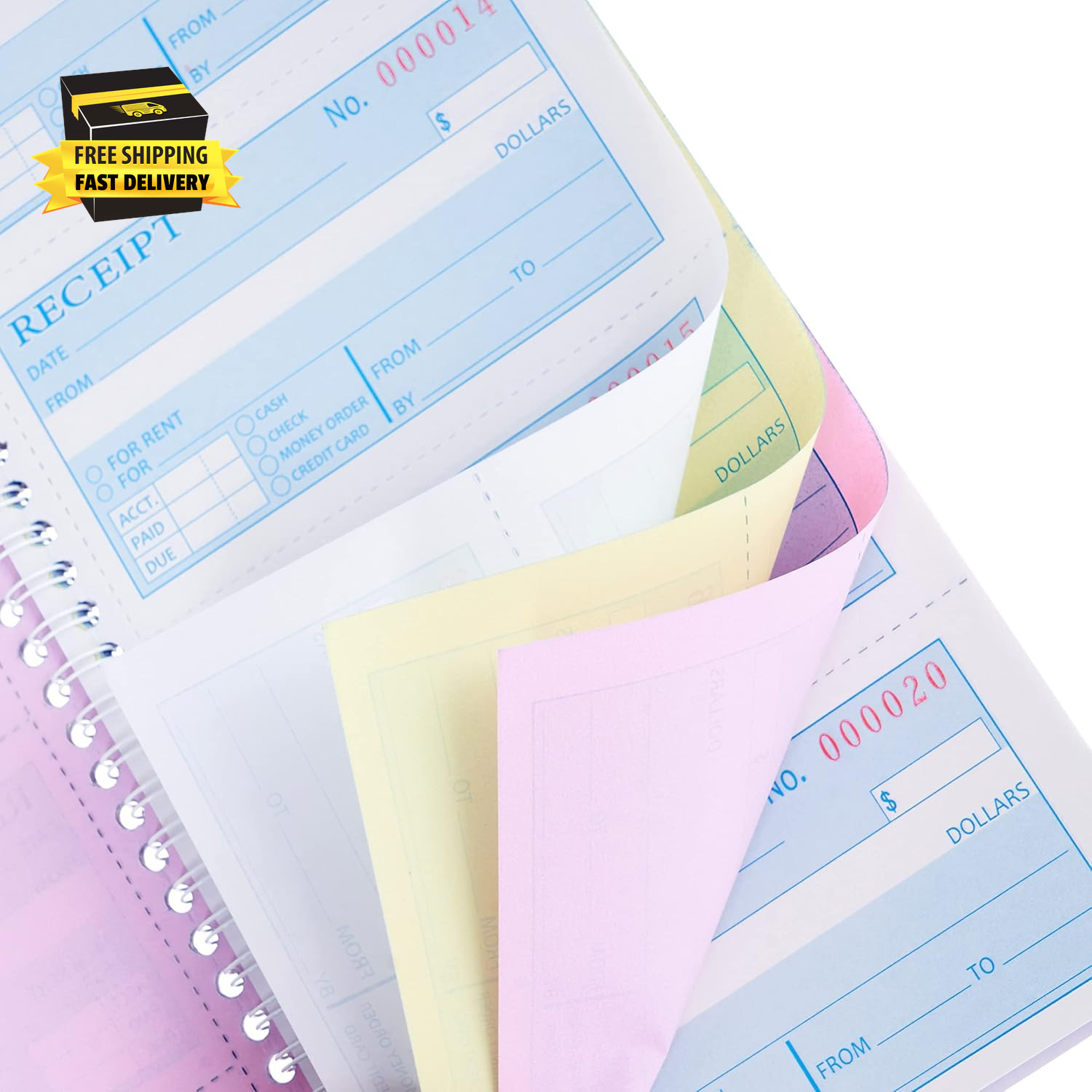 Receipt Books with Carbon Copies,Money and Rent Receipt Book,3-Part Carbonless,5