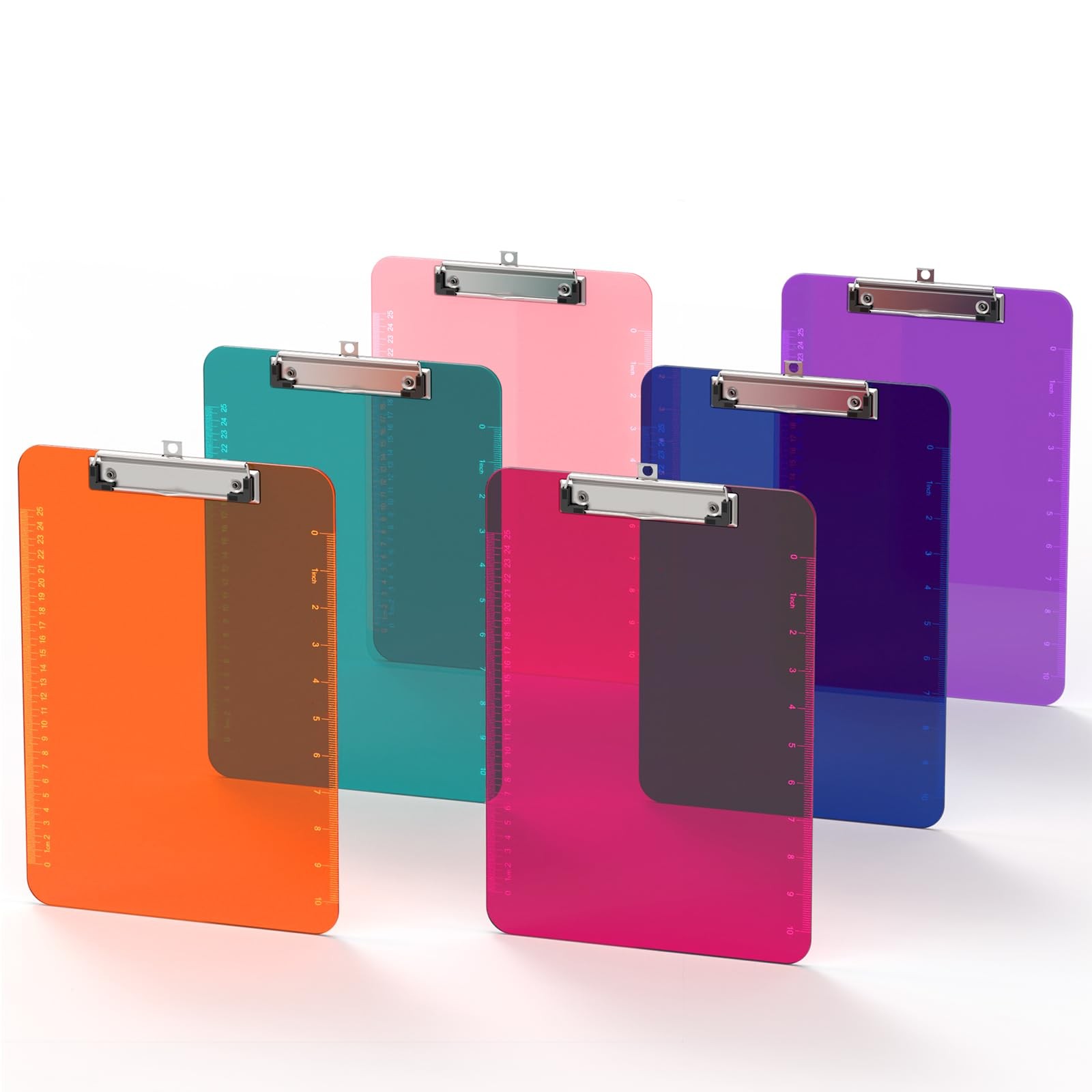 Macroclo Plastic Clipboards, 8.5×11 A4, Blue/Pink/Orange/Purple/Green/Red