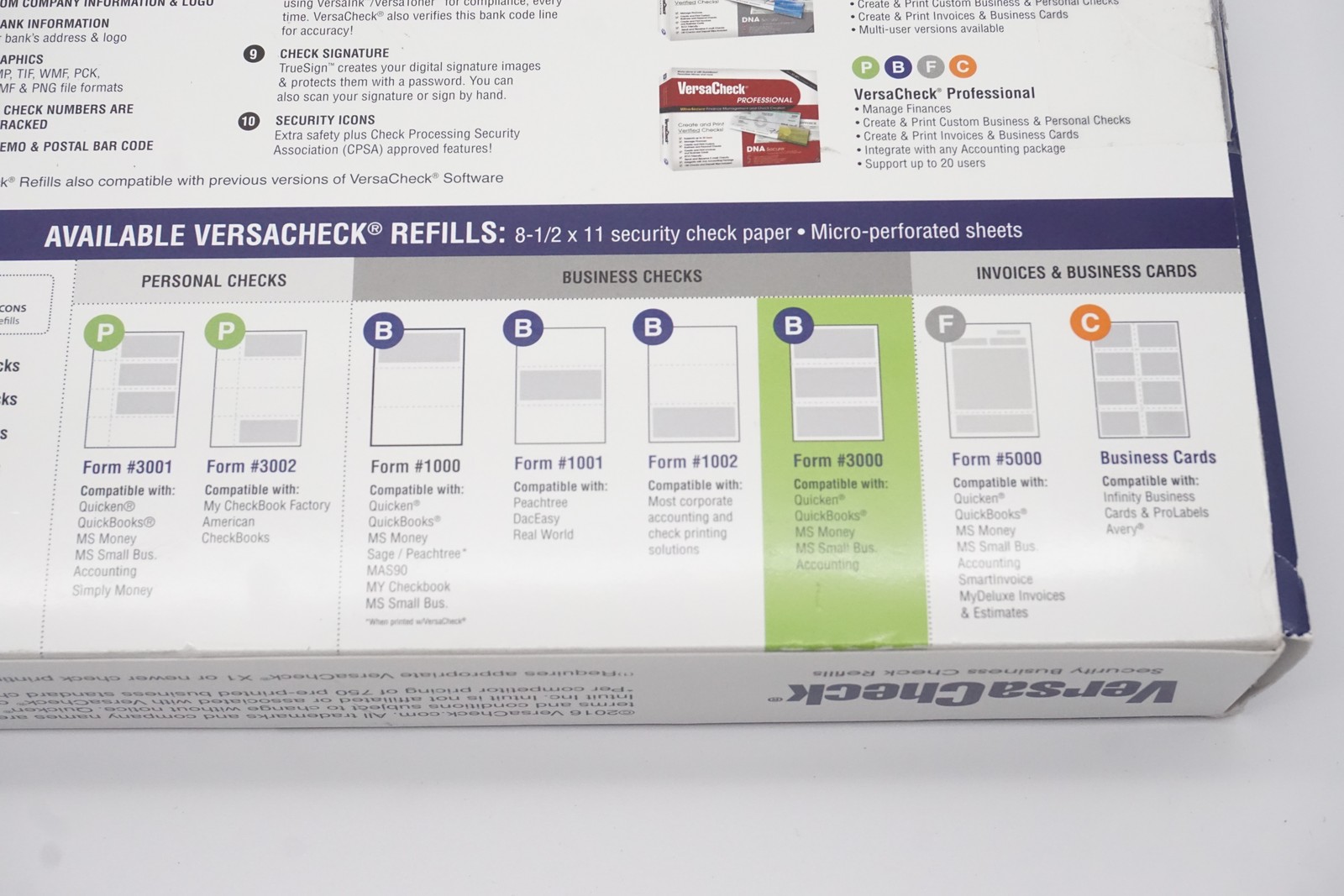 VersaCheck Form 3000 750 Blank Security Business Check Refills