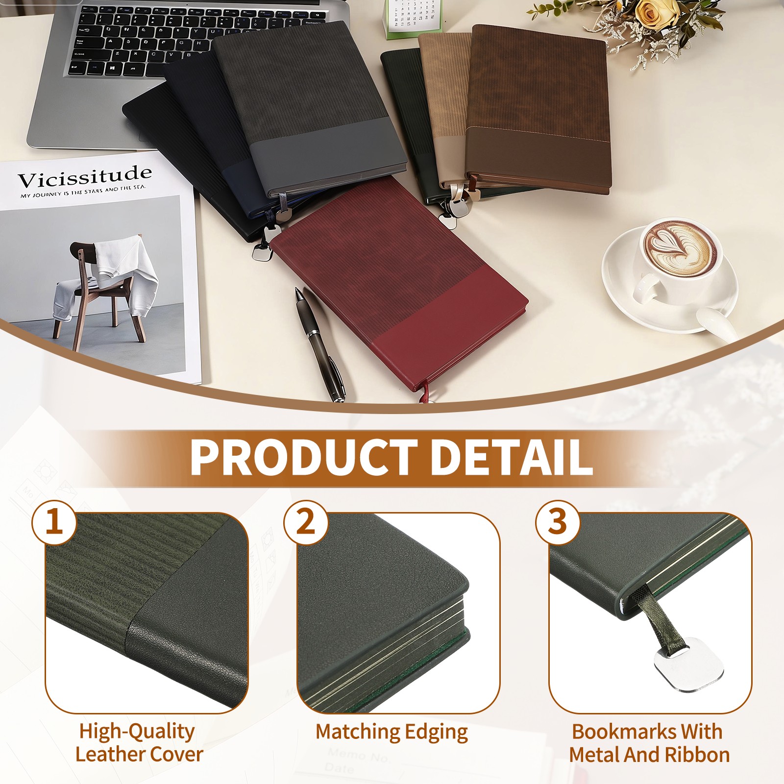 Hardcover Leather Lined Note Book, 100 Pages 8.3×5.7″ A5, Green