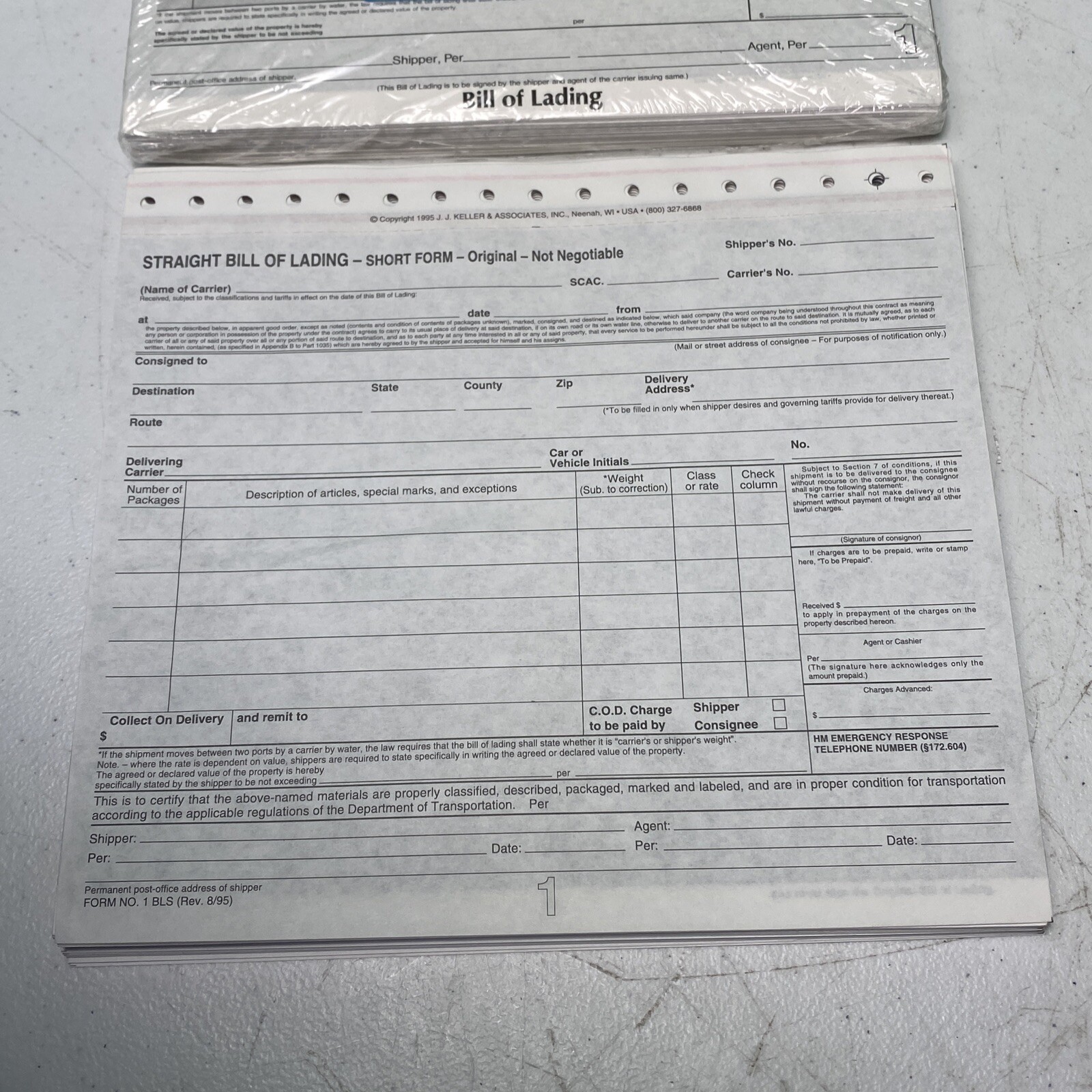 Adams Bill Of Lading Forms 8 1/2″ x 7 7/16″, 3-Part, Pack Of 50 Sets 9013 +EXTRA