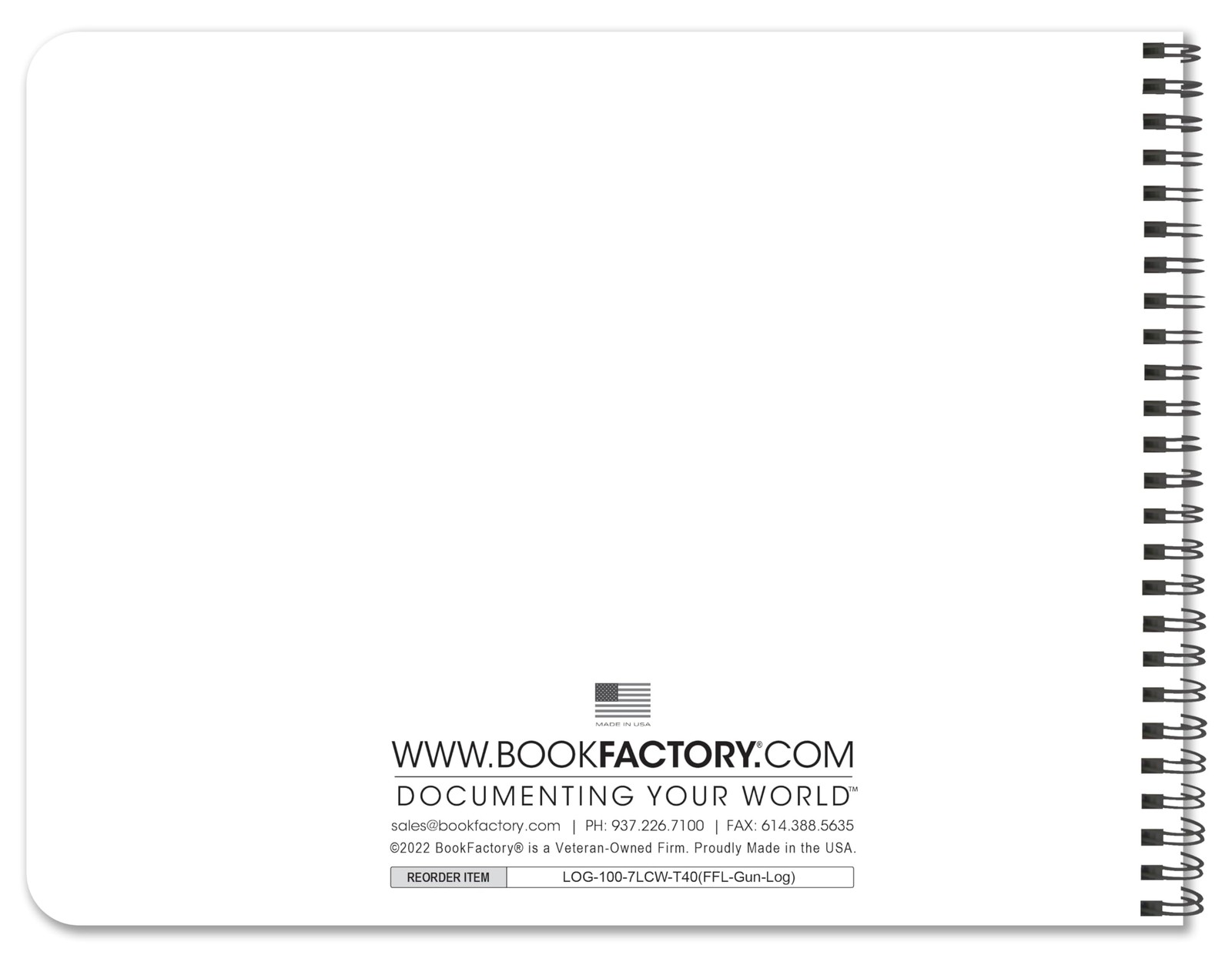 BookFactory FFL Acquisition & Disposition Gun Log Book, Wire-O, 100 100 pages
