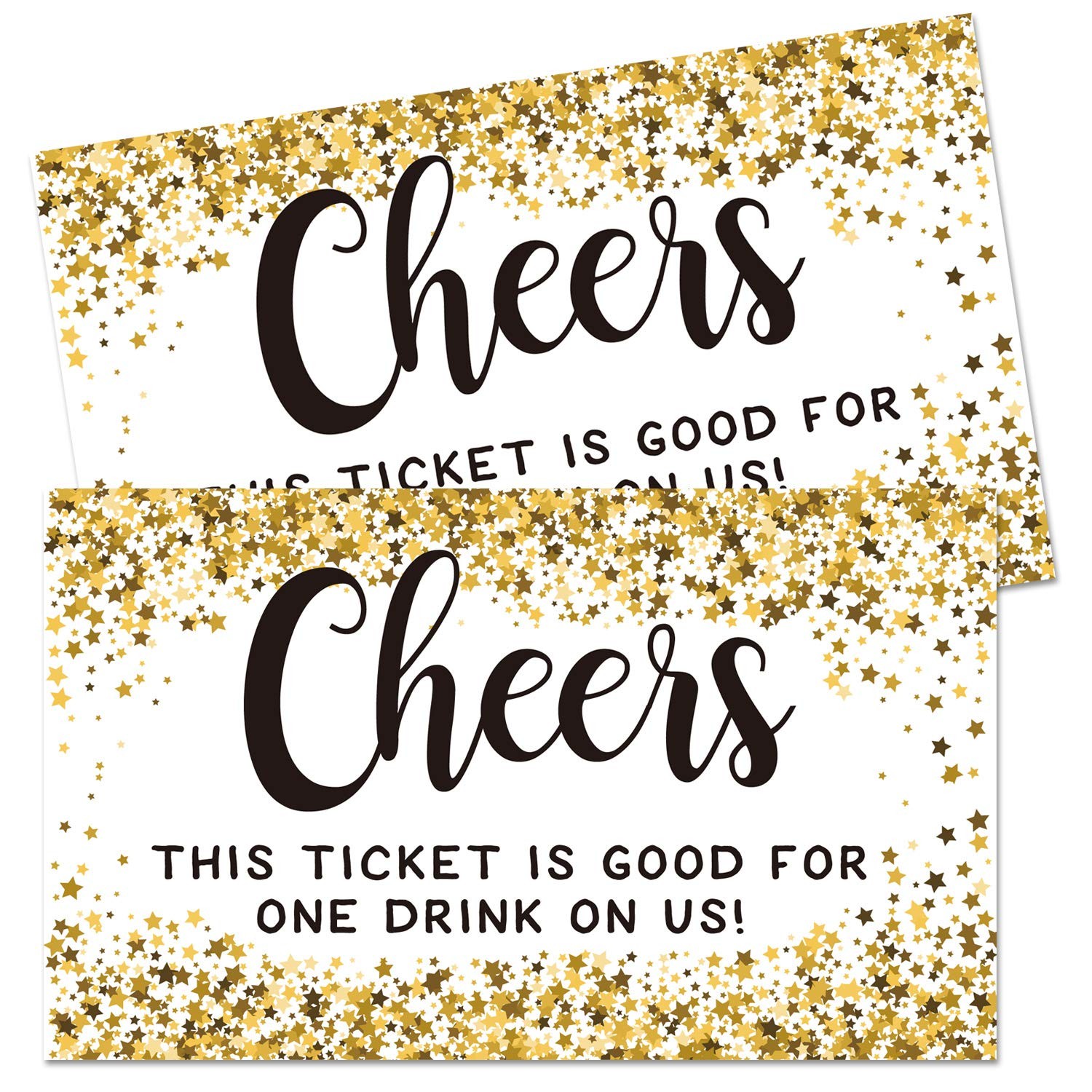 Gold Star Cheers Pack of 50 Free Drink Tickets for Events, 2 inch,
