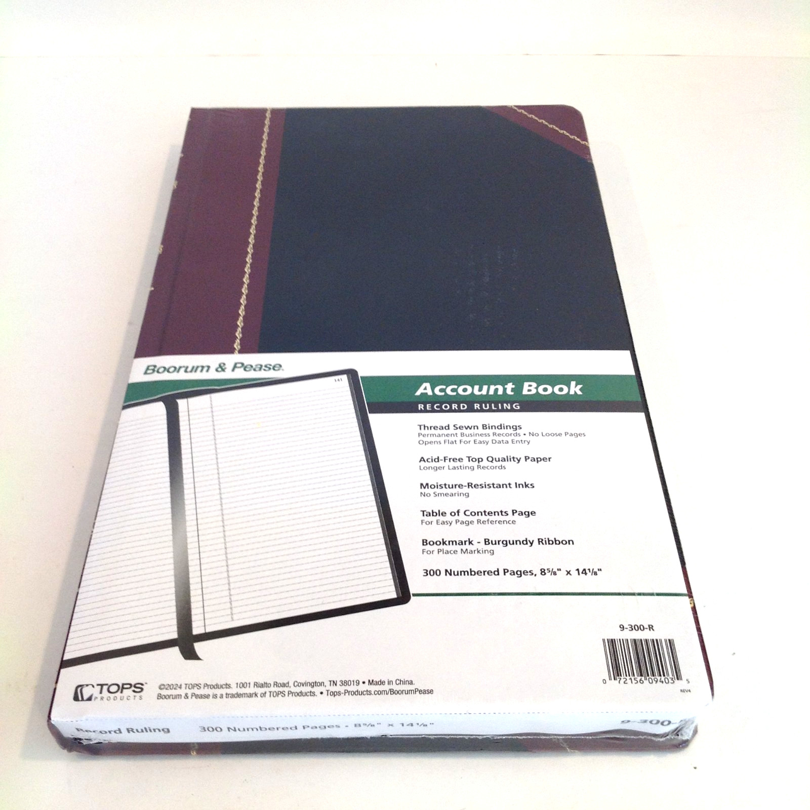 Boorum & Pease 9300R Account Record Journal Black/Red 300 Pages 14 1/8″ x 8 5/8″