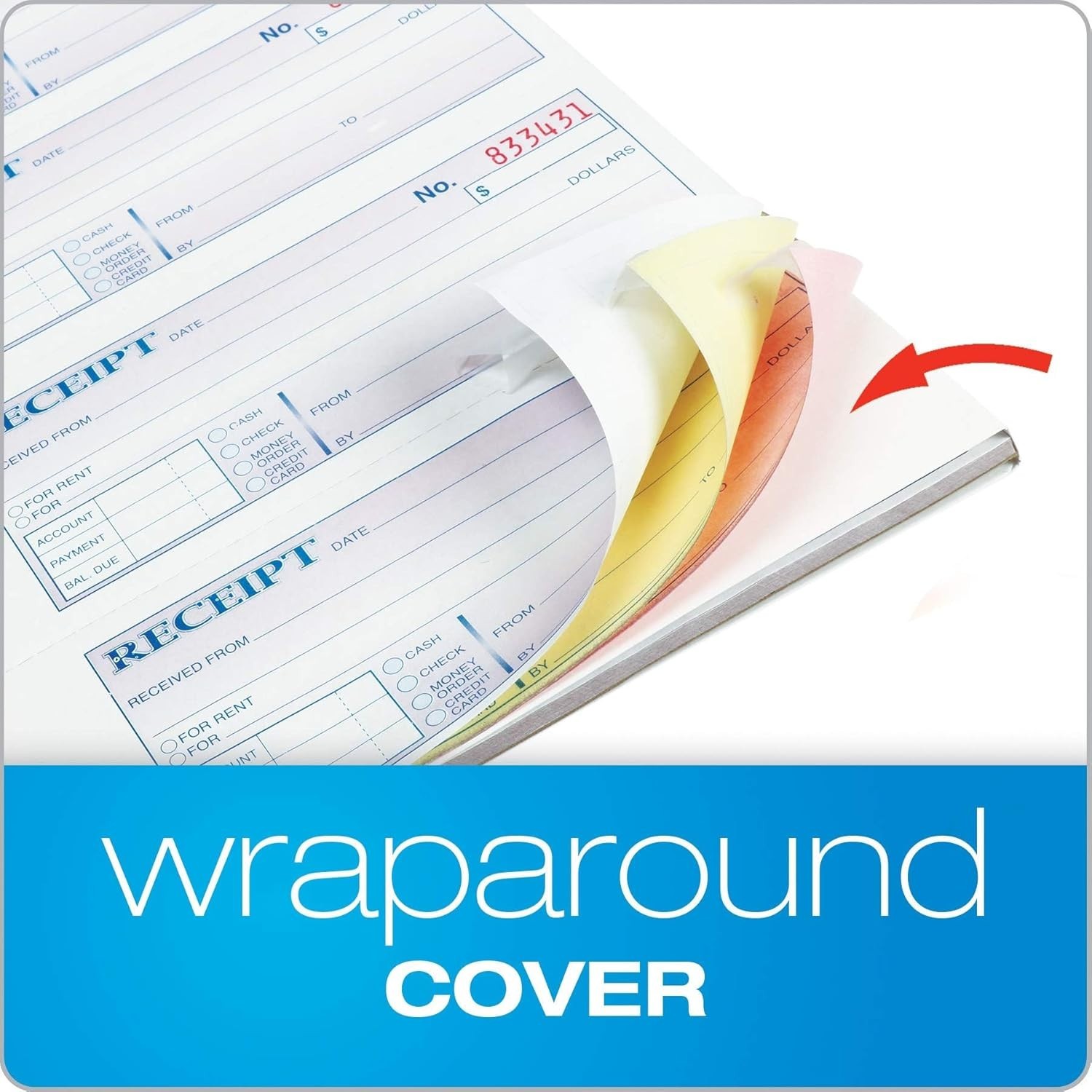 Efficient Money and Rent Receipt Book, Carbonless, Personalization Space, 7-5/8″