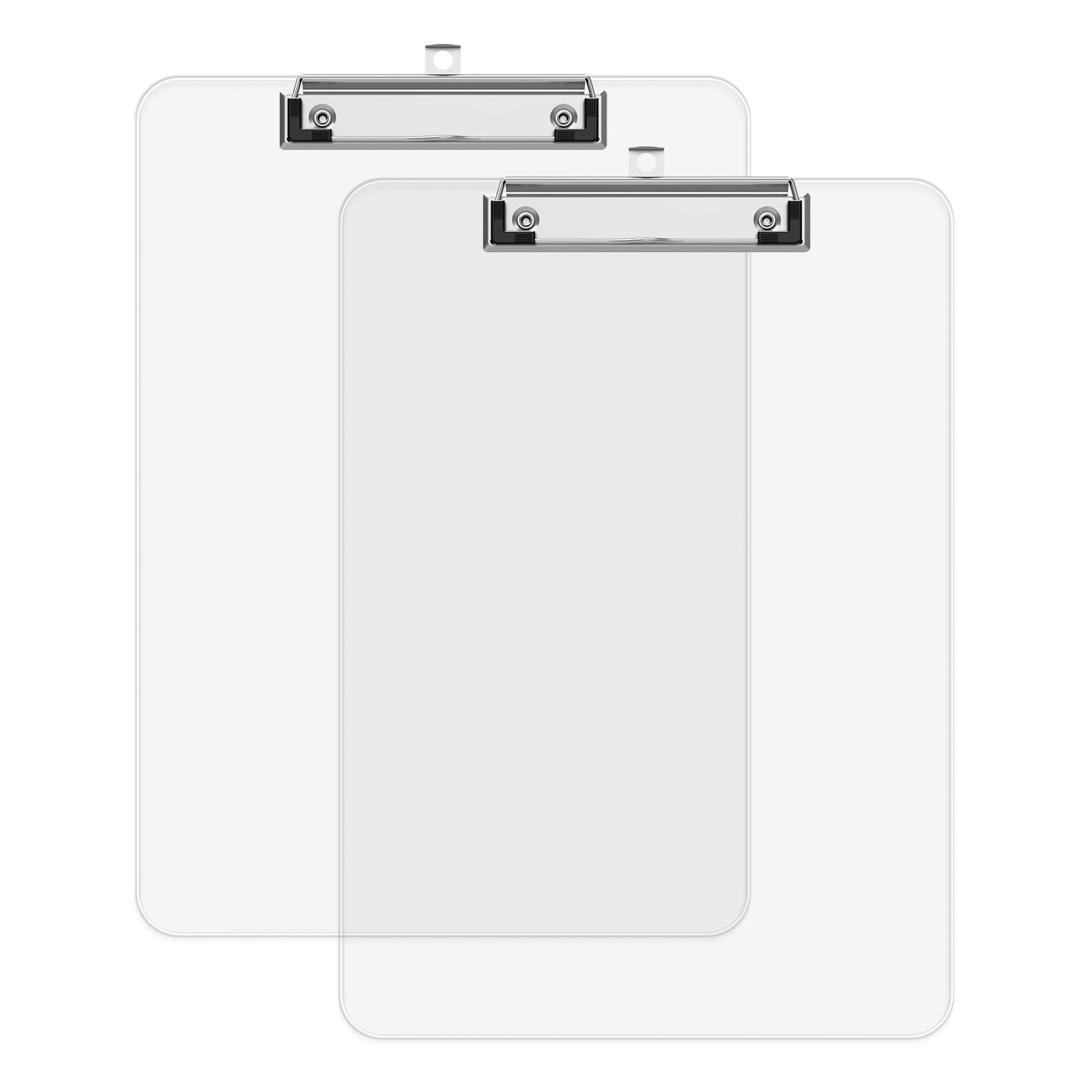Juvealoe A4 Plastic Clipboard, 8.5 x 11 Clear Clip Board, 2 Pack 2 Pack,