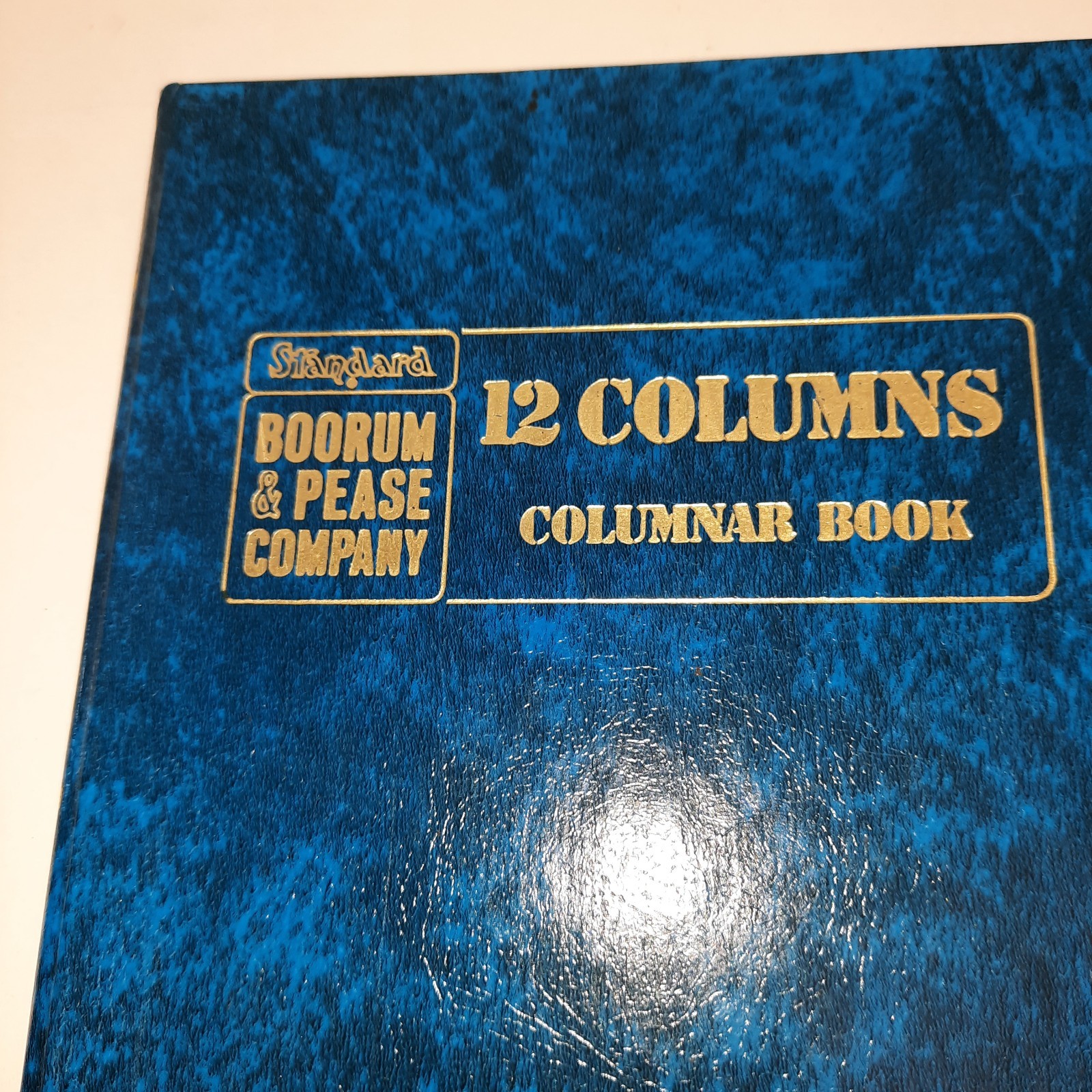 Vintage Blue Marbled 12 Columns Columnar Book Standard Boorum & Pease Company