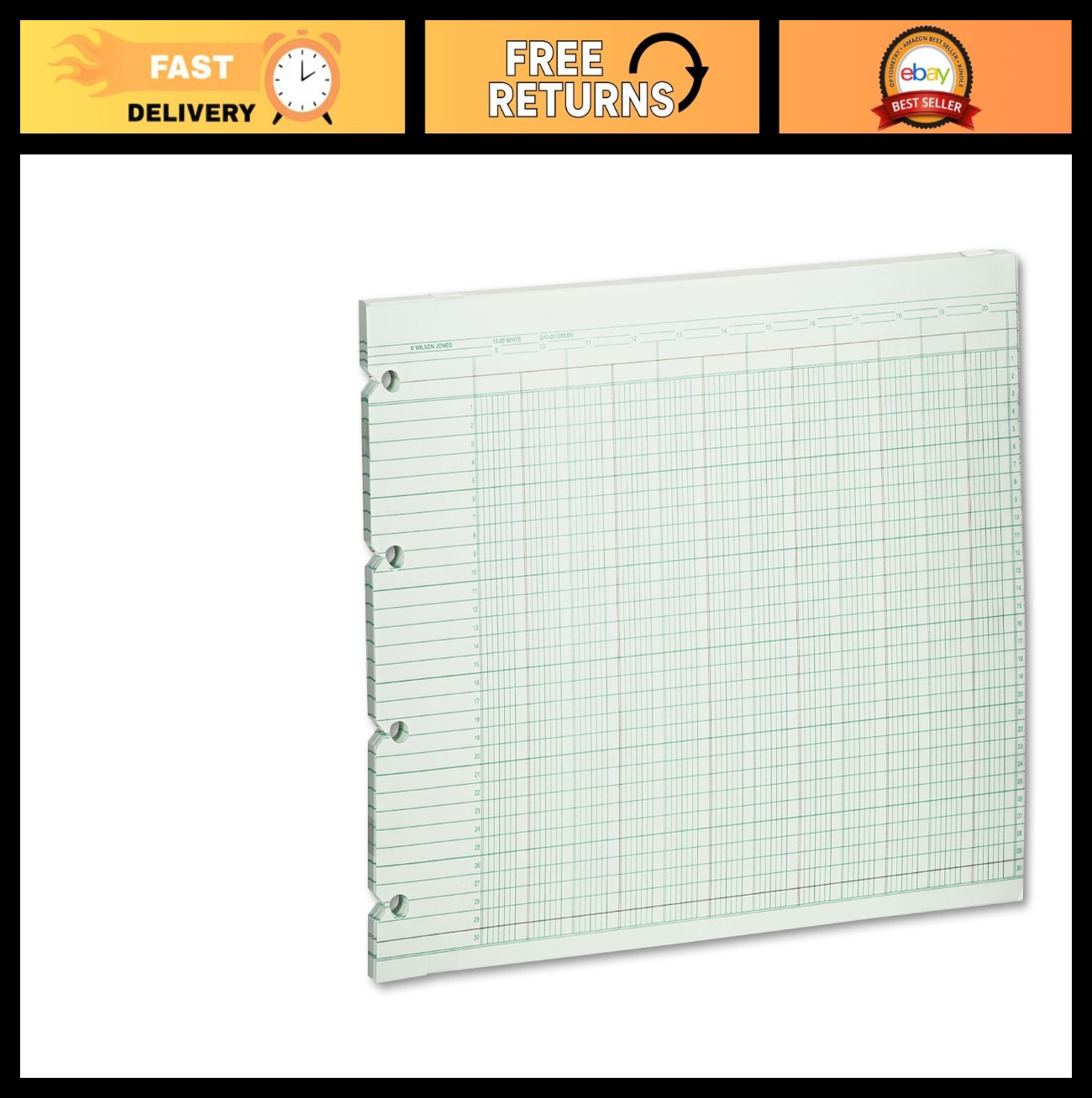 20 Column Accounting Sheets, 9-1/4 x 11-7/8, Green, Pack of 100 Loose Sheets