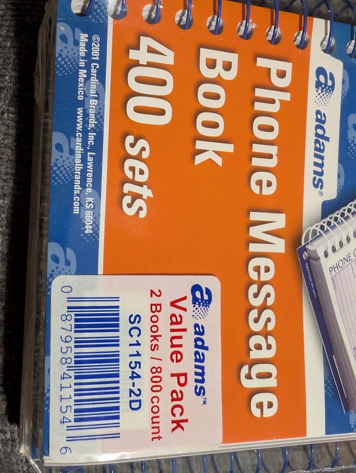 Adams Phone Message Book 400 Sets x2 = 800 Value Pack SC1154-2D Sealed Brand New