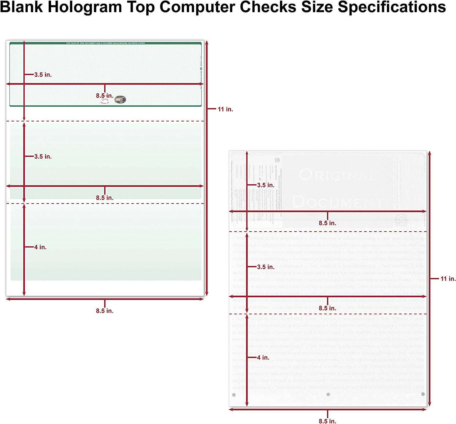 250-Pack Blank Hologram Top Computer Checks Laser Check with Perforated Vouchers