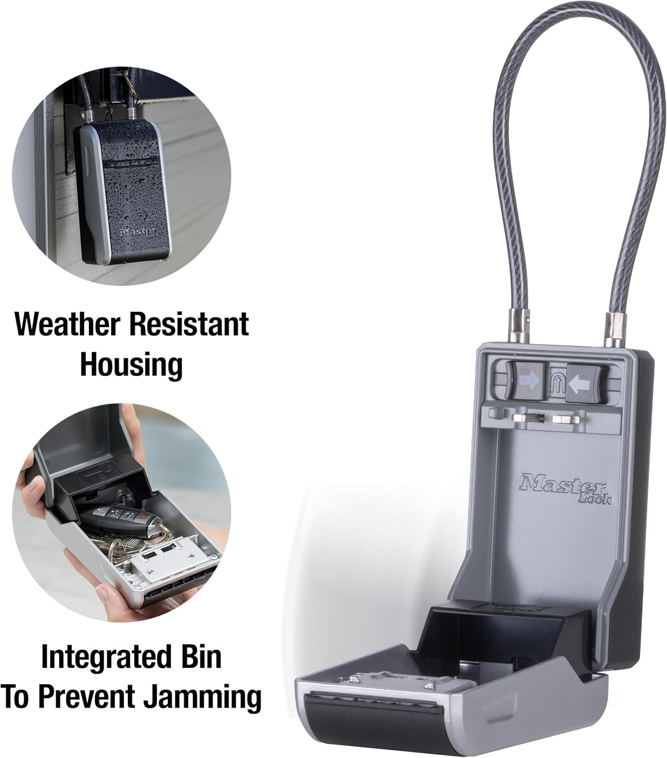 Secure High Capacity Key Lockbox with Combination Dial & Removable Cable
