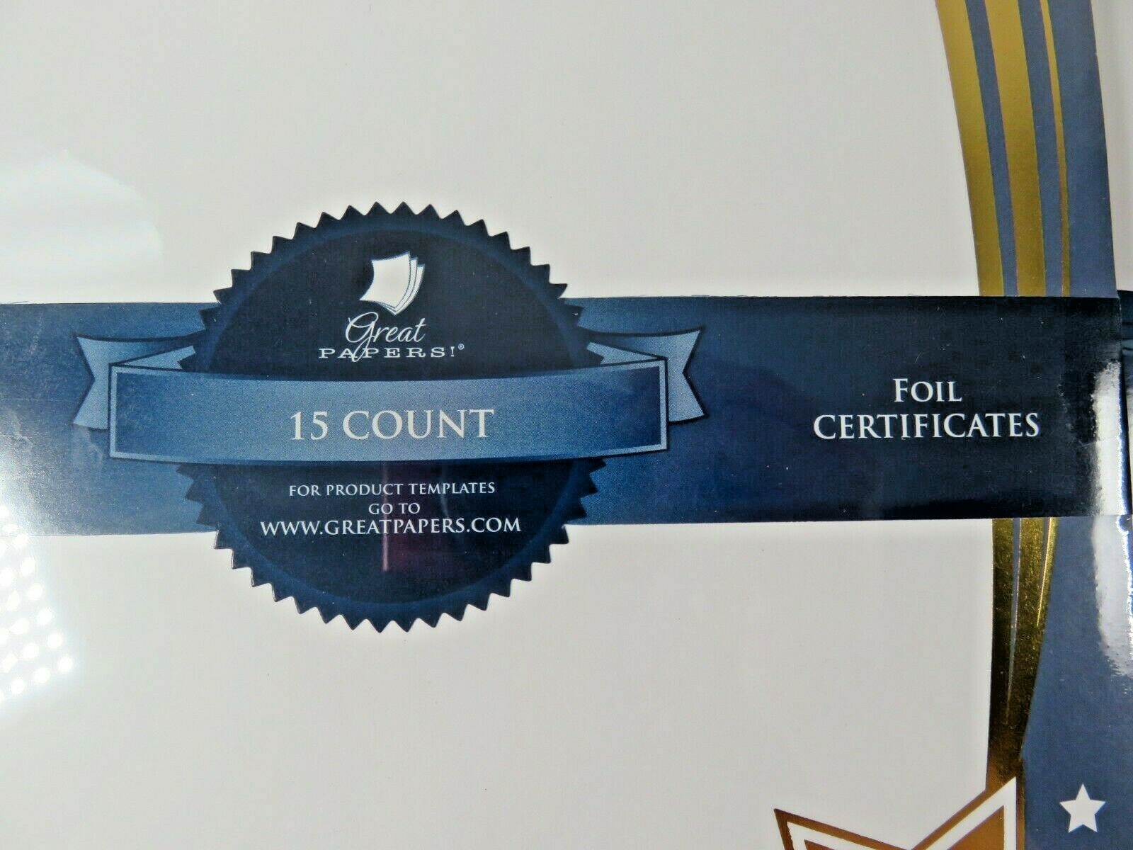 Great Papers! Gold Star Foil Certificates 8.5 X 11 Navy Blue 2 Packs of15 Sports