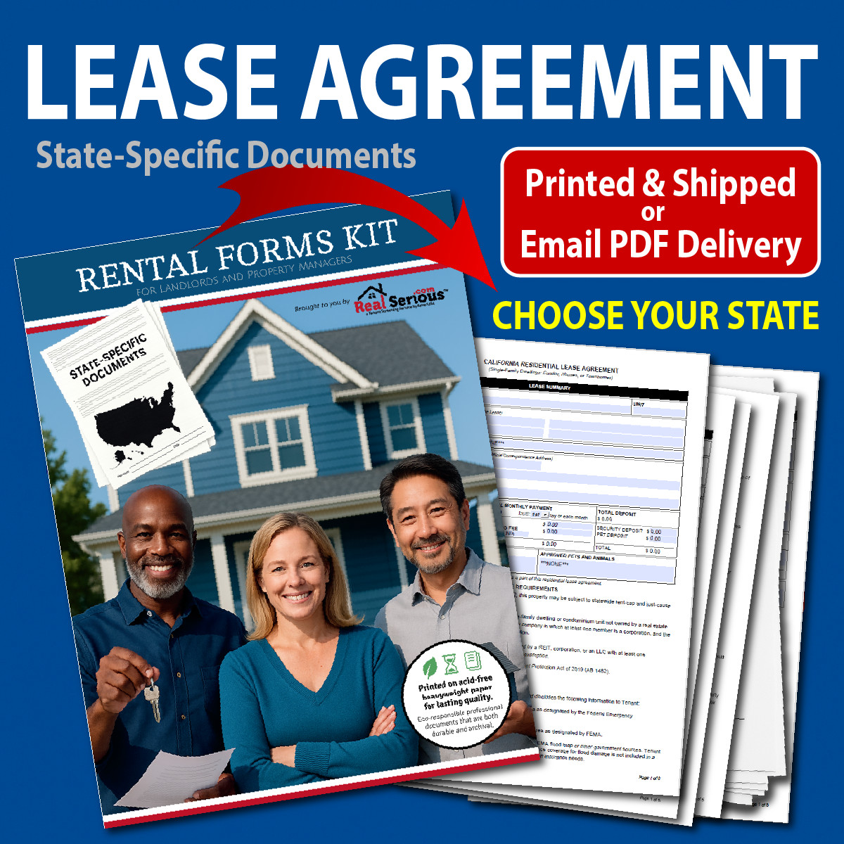 Lease Agreement – State-Specific Rental Form for Landlords | PDF or Mail