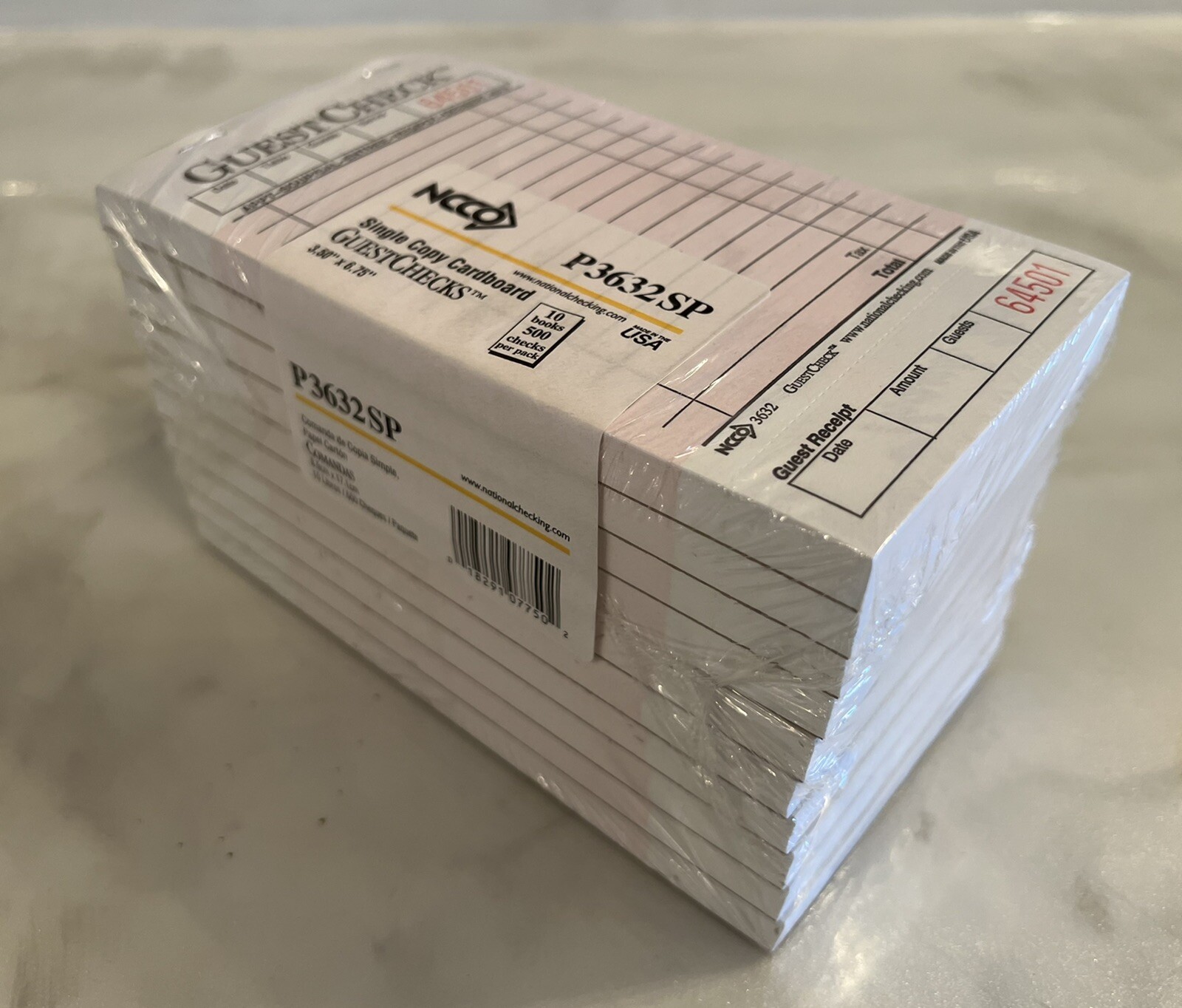Pink Guest Check Pad 10 Pack (500 Checks) NEW SEALED Waitress Order Pads