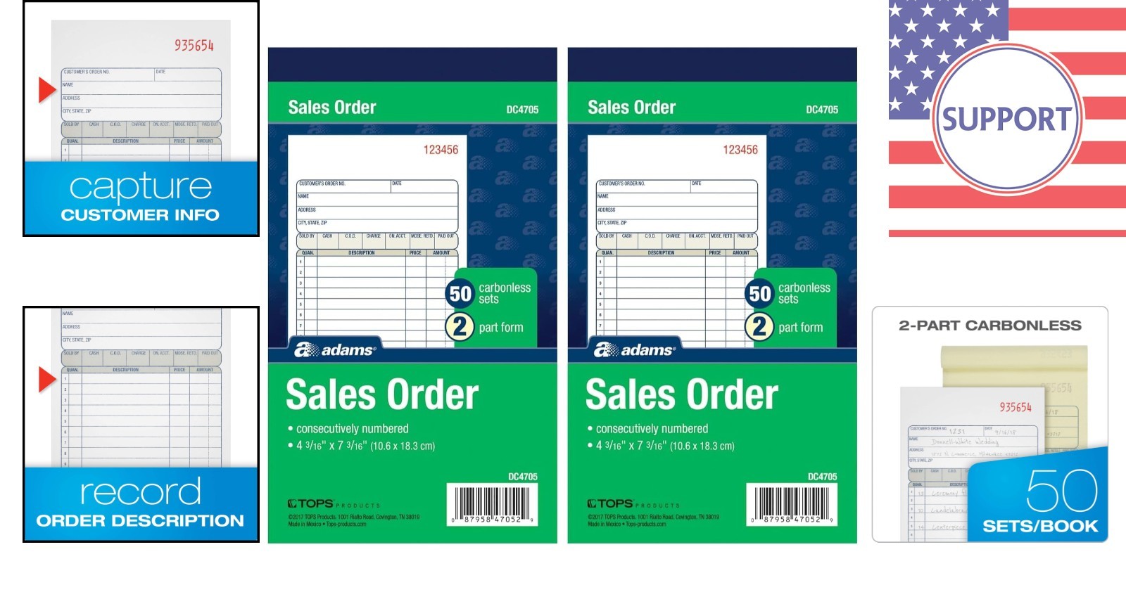 Quality 2-Part Carbonless Order Book, 50 Sets, Neat Invoice Organization