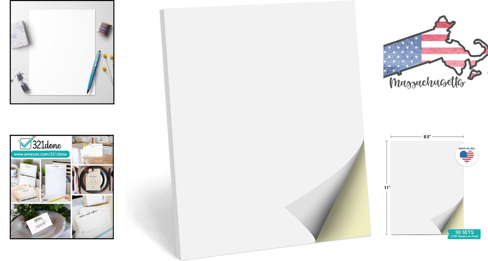 Carbonless Notepad – 8.5×11 Portrait, 50 Sets White/Yellow, Easy Tear Edge