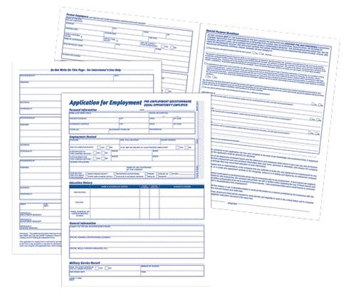 ABF9288ABF Application For Employment, 4 Page Form, 25/PK
