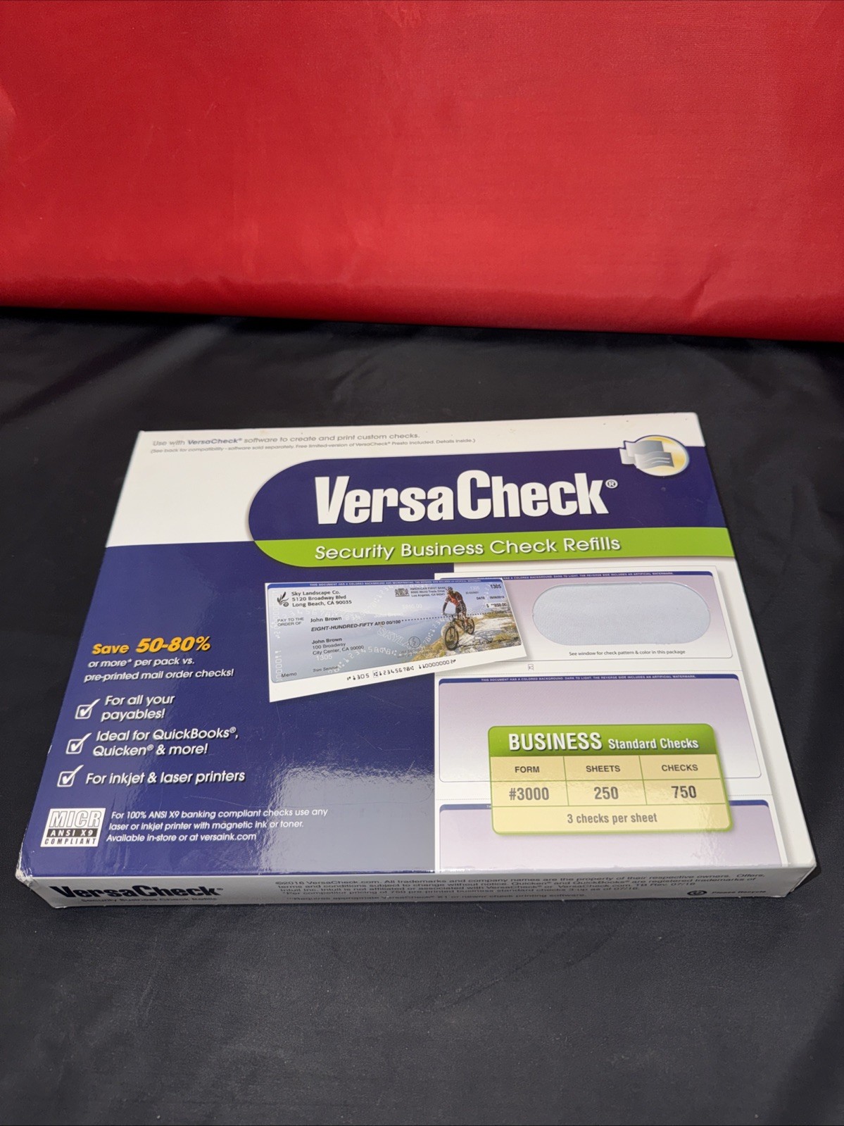 VersaCheck Secure Checks – 750 Business Standard Checks – Blue 250 Sheets,