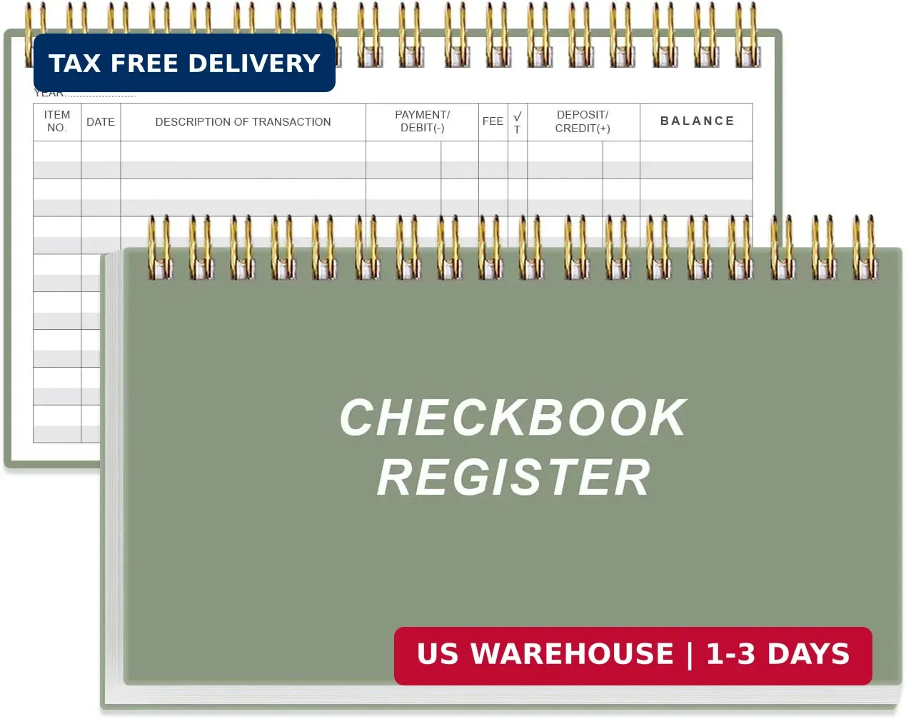 Check Registers for Personal Checkbook – A6 Blank Ledger Transaction Registers f