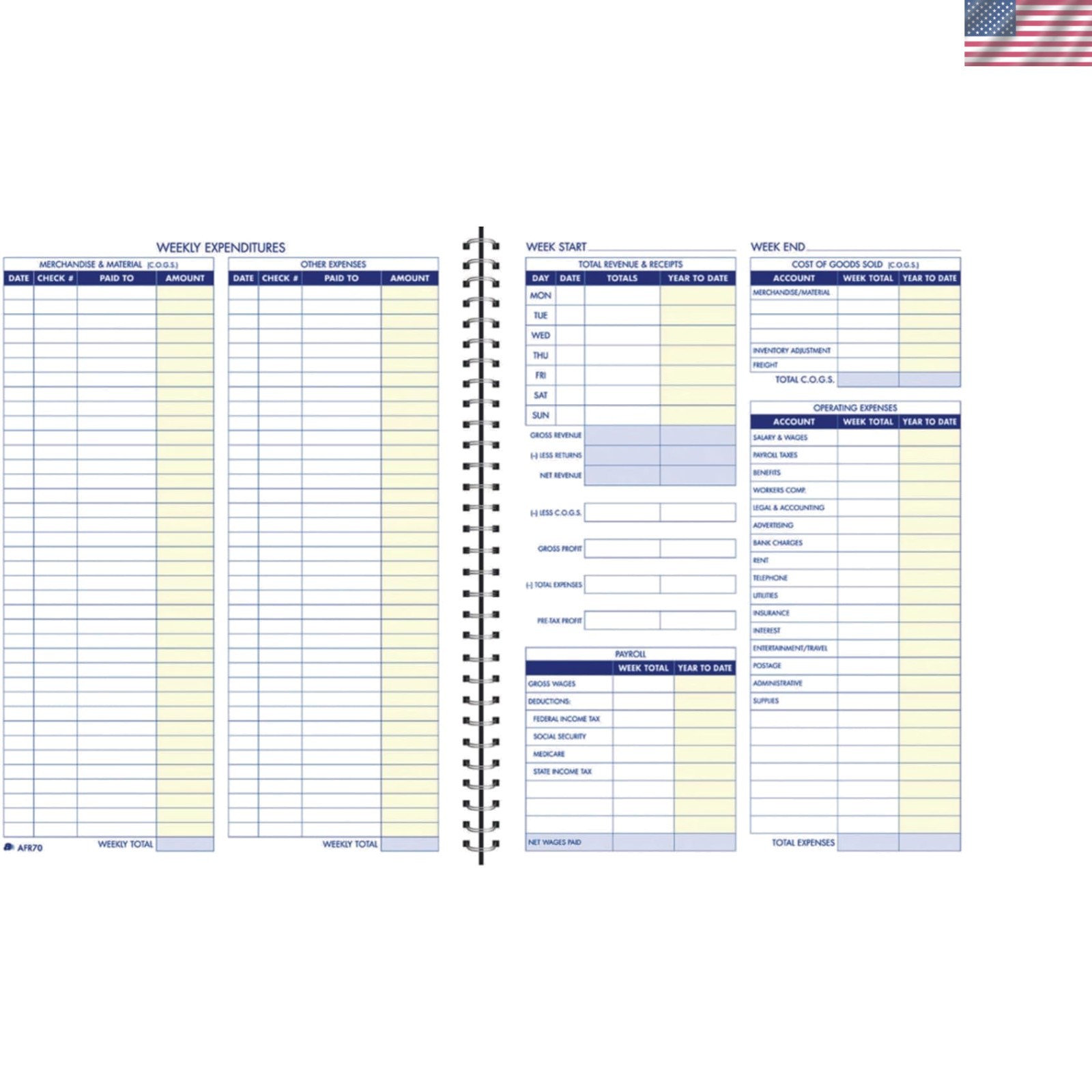 Faux Leather Weekly Bookkeeping Notebook – 8.5 x 11, Non-Dated Financial Record