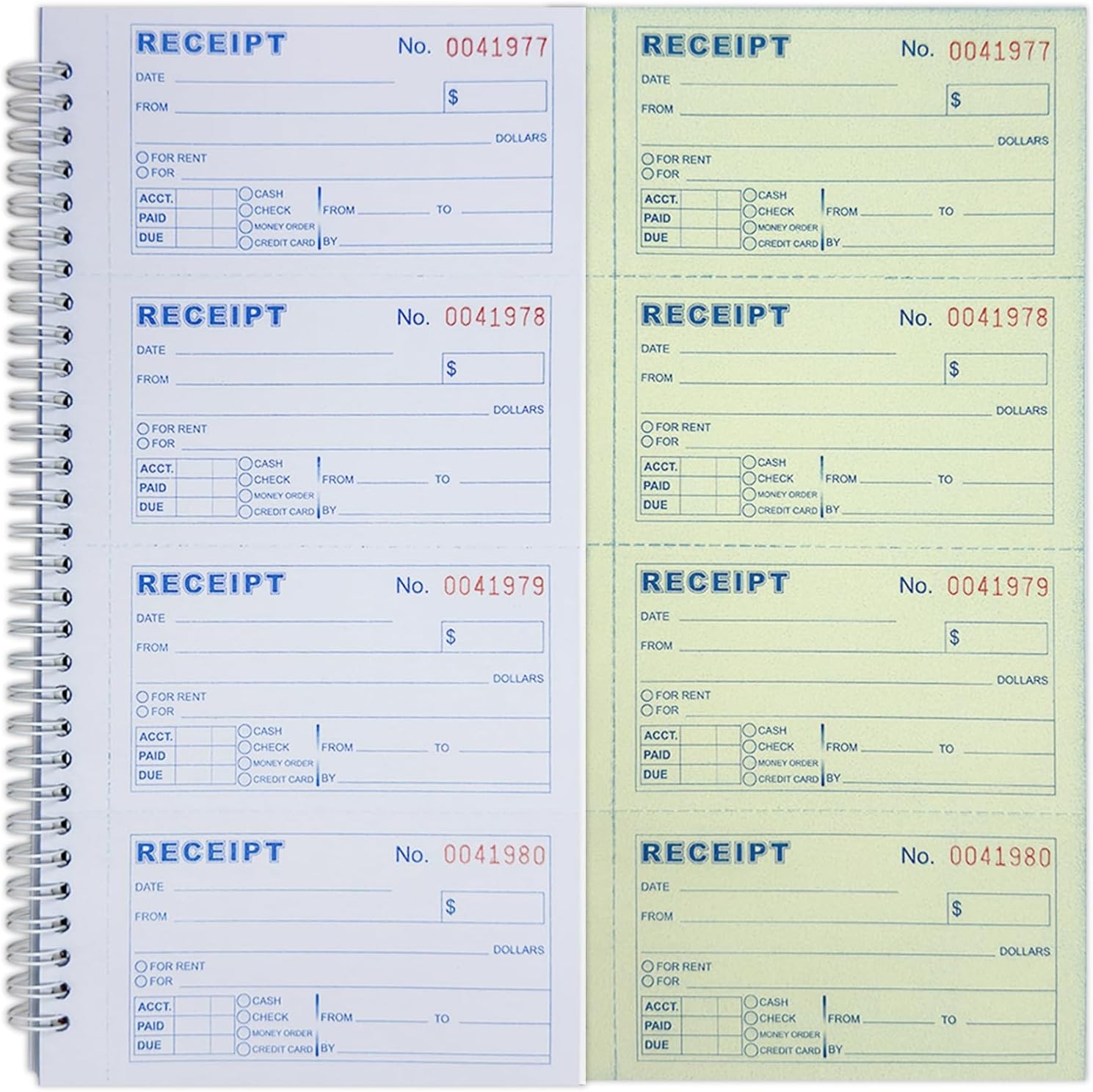 Carbonless Money & Rent Receipt Book – 200 Sets, Spiral Bound, 5.5″x11″