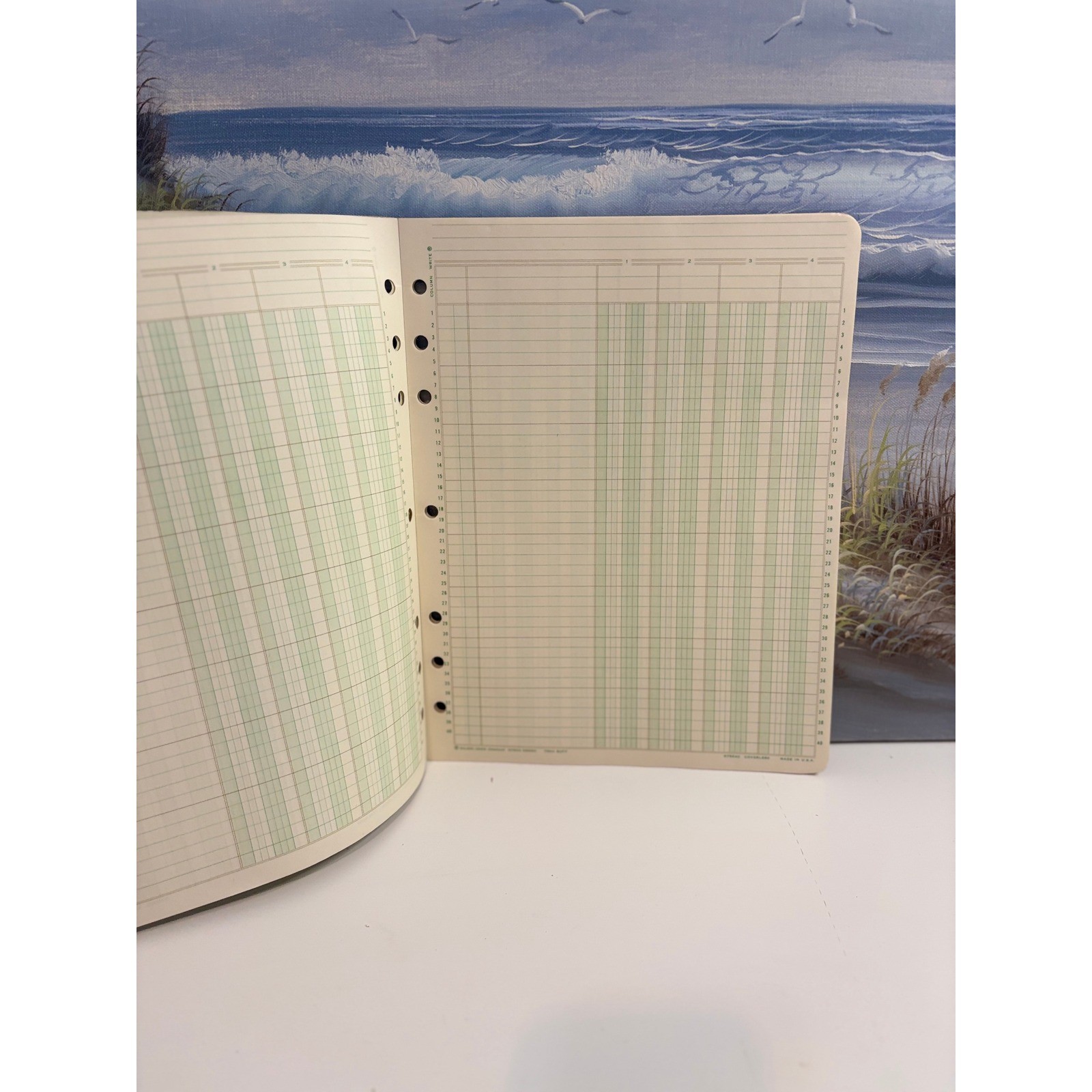 Vintage Wilson Jones Column Write G 7504 4 Column Ledger Pad 11×8.5 Green 1968