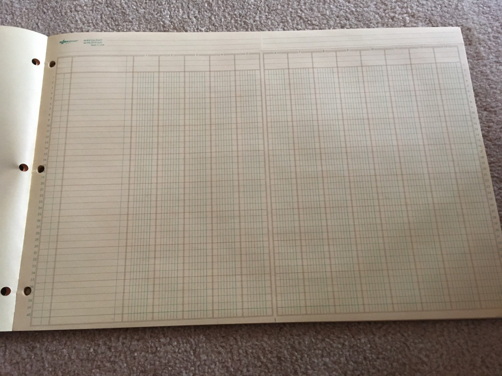 National Brand Analysis Pad 13 Columns 48 Sheet 11”x16 3/8” Lithographed Lined