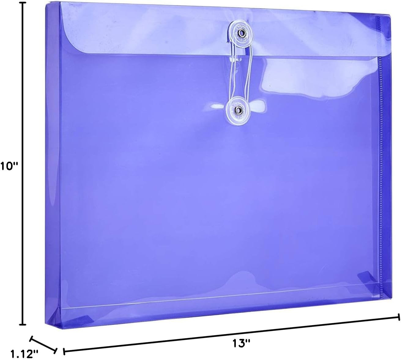Plastic Letter Size Envelopes with Button & String Tie Closure, 1-1/6″ Expansion