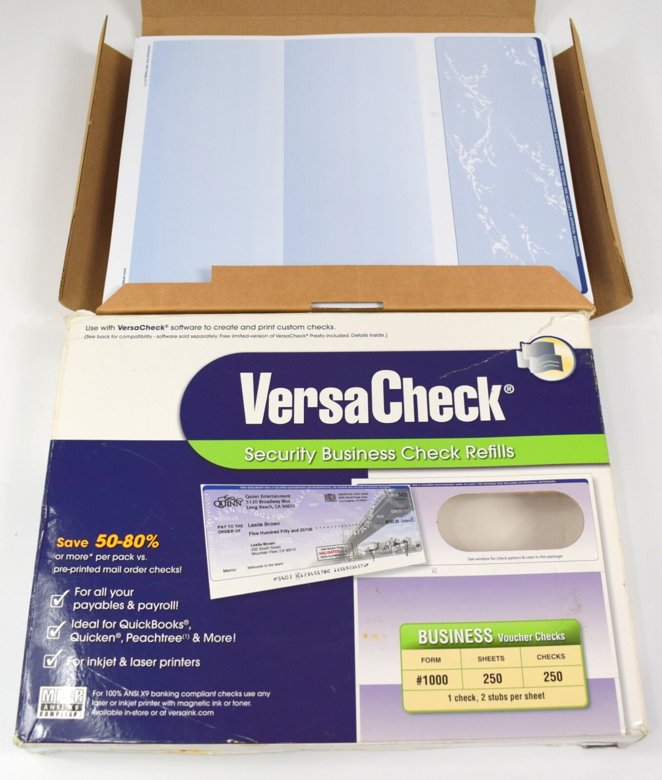 VersaCheck Security Business Check Refills – 250 SHEETS, 250 CHECKS