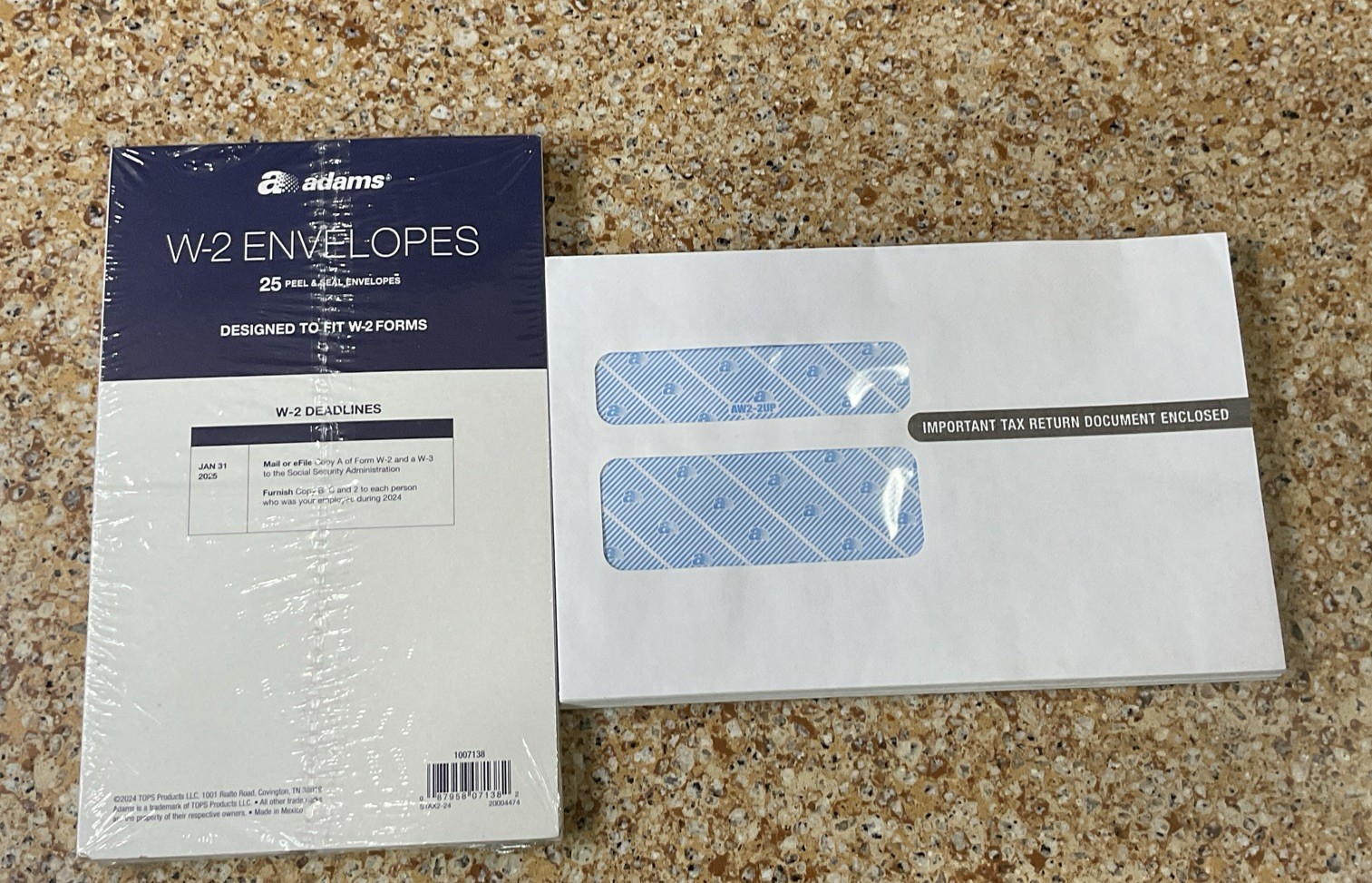 Adams W-2 Peel & Seal Security Envelopes Lot Of 2 / 40 TOTAL *READ*