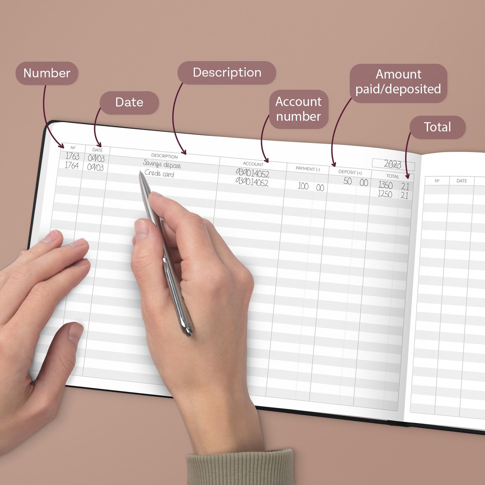 Skyline Accounting Ledger Horizontal – Smaller Than A4 (10″ x 7”), Black
