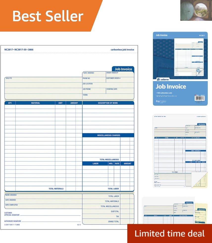 Professional 2-Part Carbonless Job Invoice Forms for Service & Repair – 100 Sets