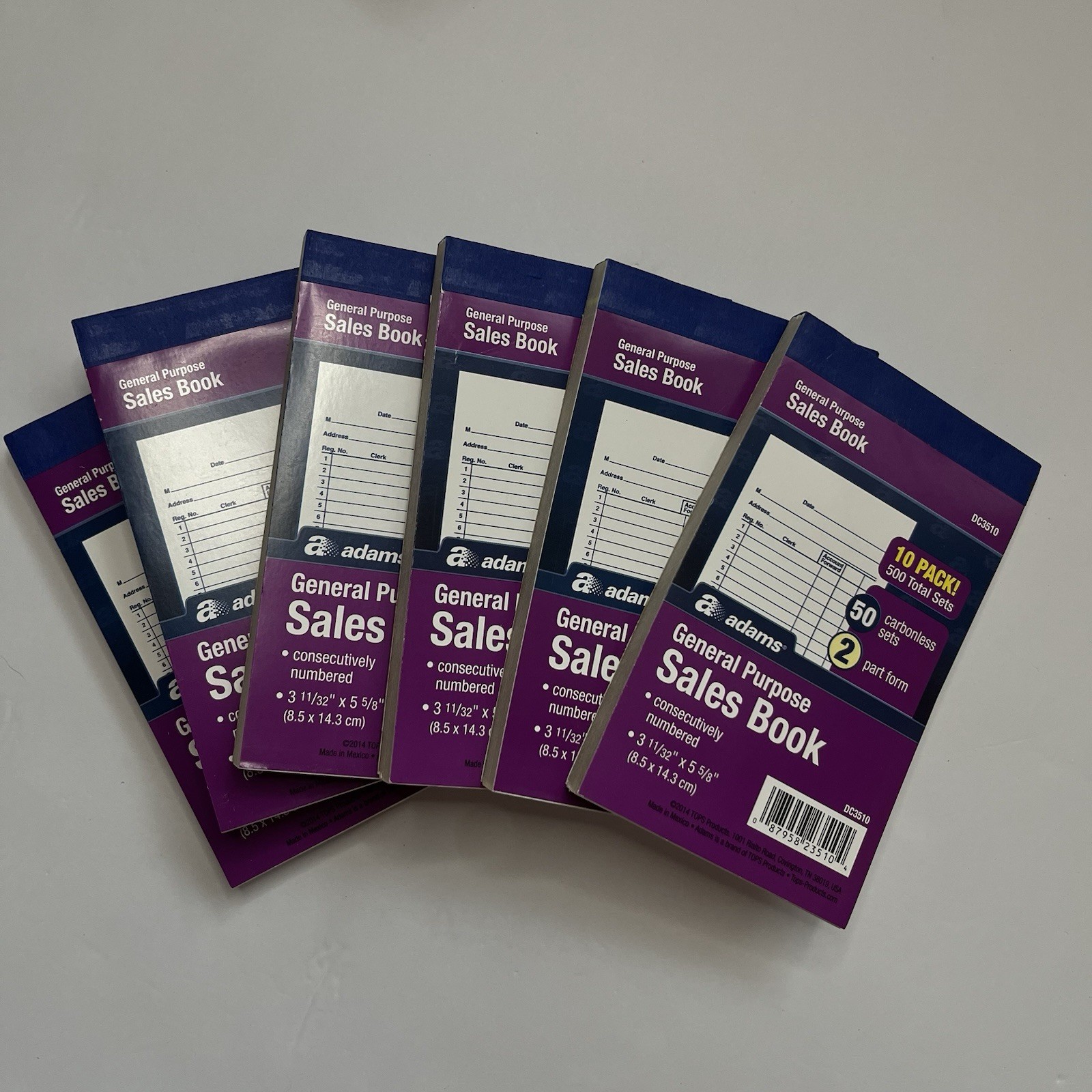 Adams DC3510 General Purpose Sales Book 2-part 50 Sets Book, 6 Books, Carbonless
