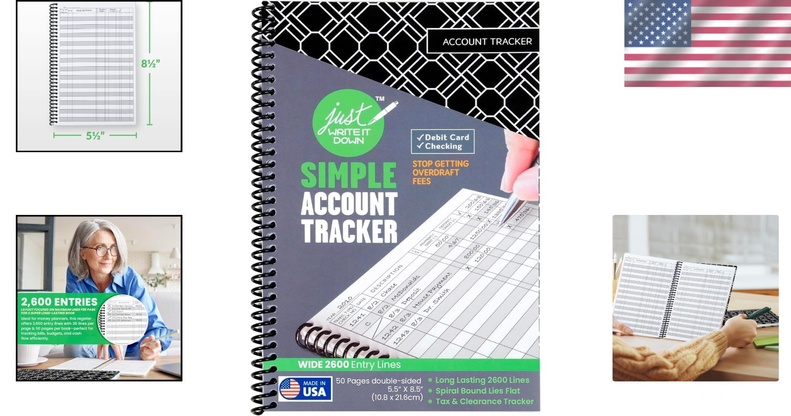 New Check Book Register & Debit Card Ledger Notebook – Black – Standard Edition