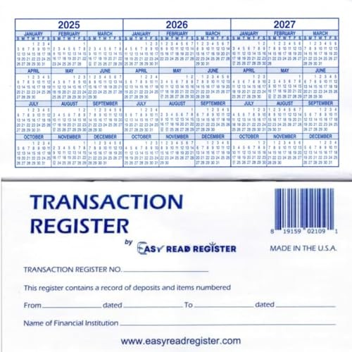 Easy Read Register 12 Check Registers Personal New