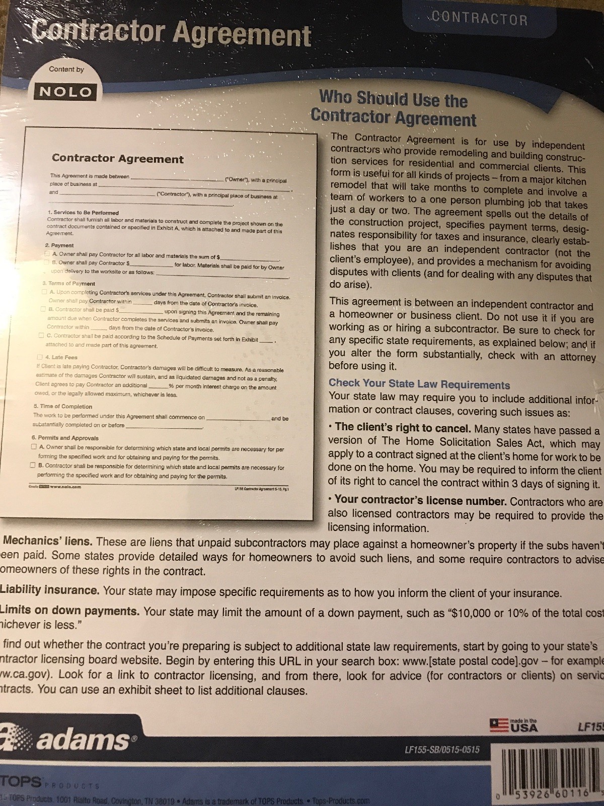 Adams Contractor Agreement LF155