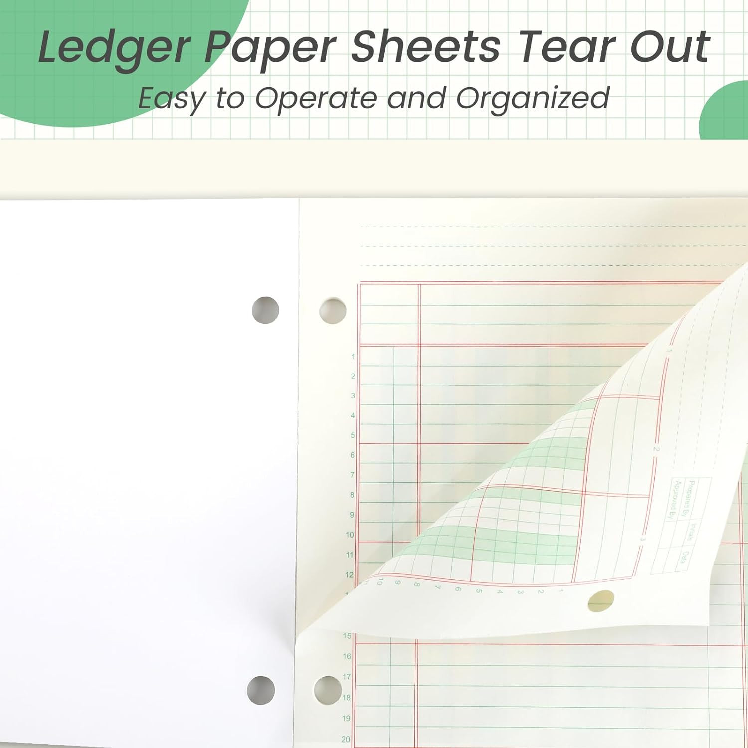 2 Pads 3 Column Ledger Analysis Pad 100 Sheets 8.5×11 3 Hole Punch Accounting BK