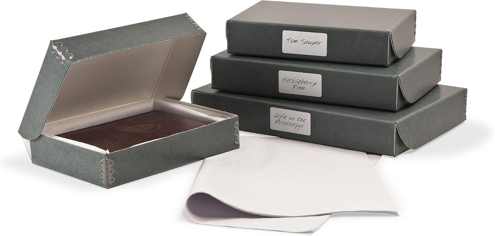 Blue/Grey Unbuffered Rare Book Preservation Kit – 5 3/4W X 8 1/4L X 2″H